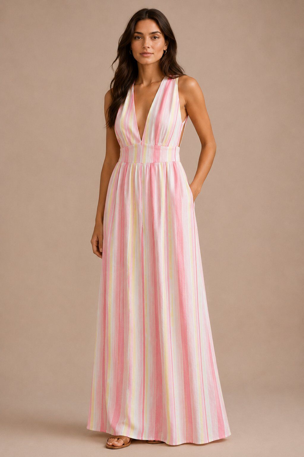 Grossiste MAXMILA PARIS - Robe Longue Rayée Dos Nu – NELYA
