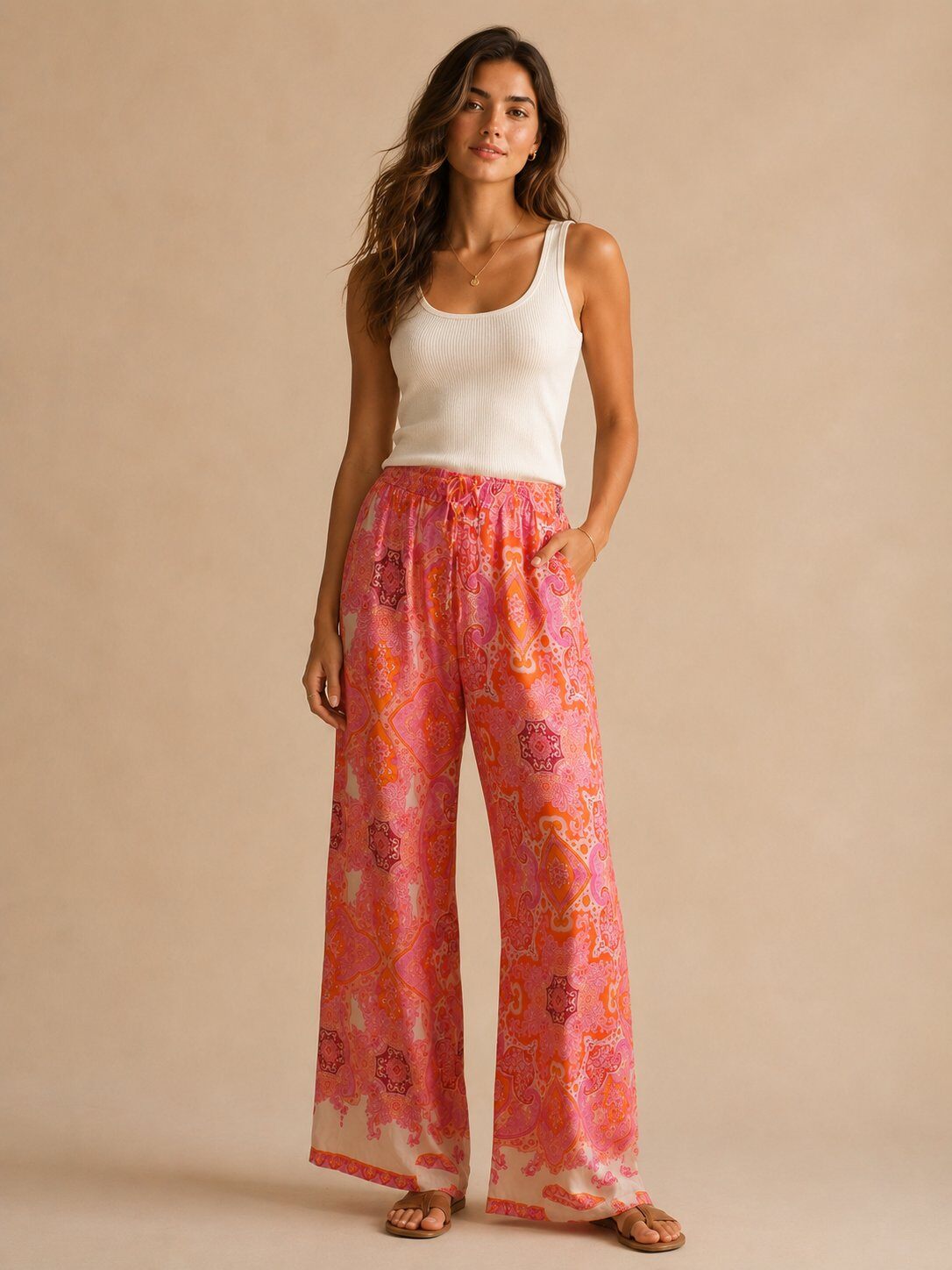 Grossiste MAXMILA PARIS - Pantalon fluide imprimé bohème - MAYLIS