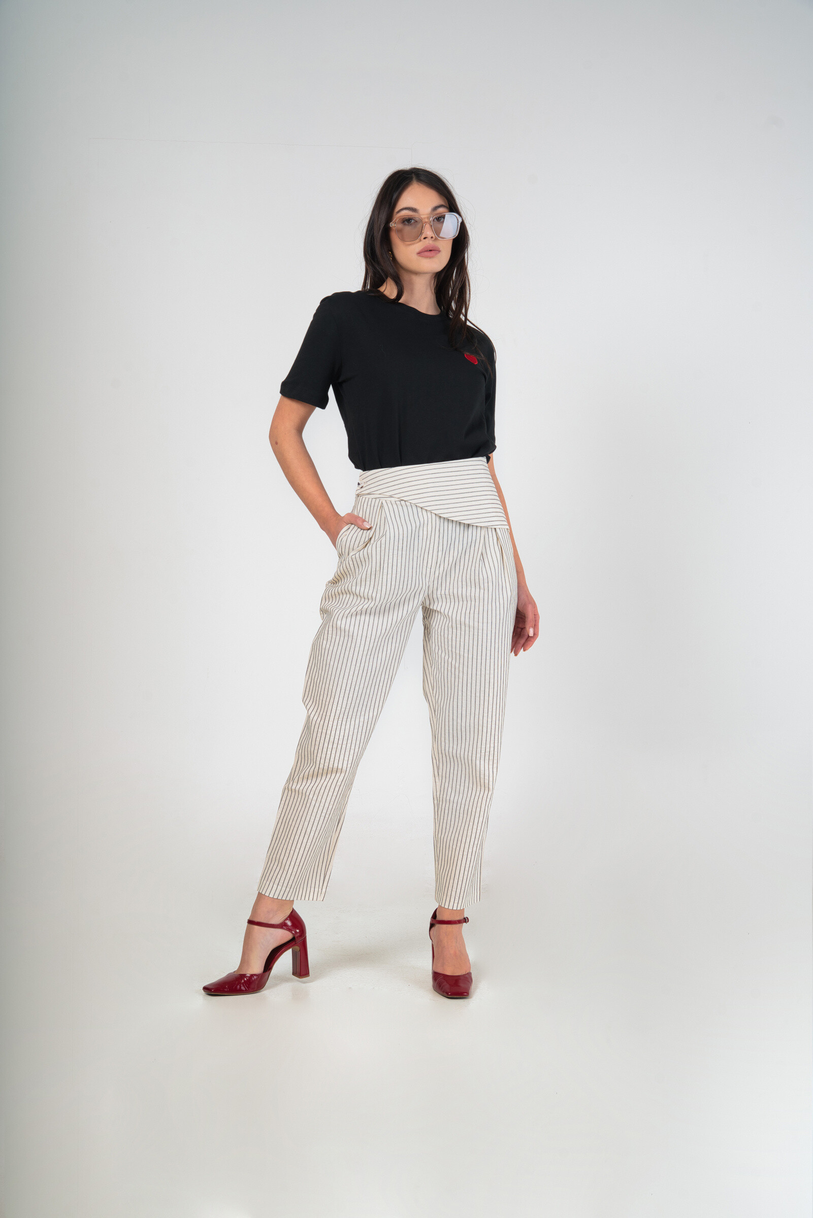 Wholesaler MAXMILA PARIS - Striped high waist marine pants