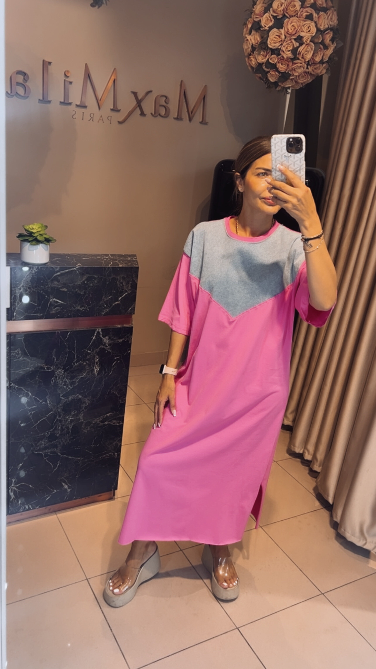 Grossista MAXMILA PARIS - Abito lungo in denim con ritagli