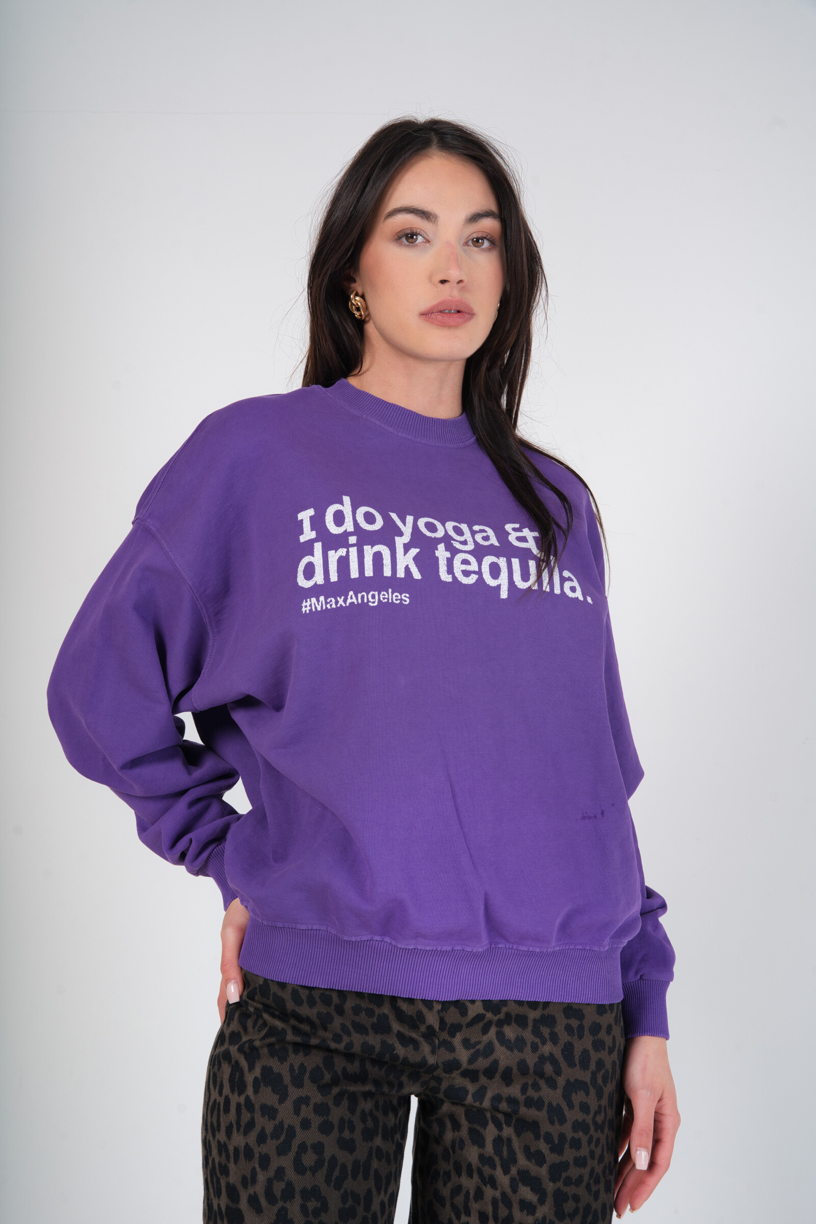 Übergroßes Langarm-Sweatshirt - Violett - 1 - Großformat