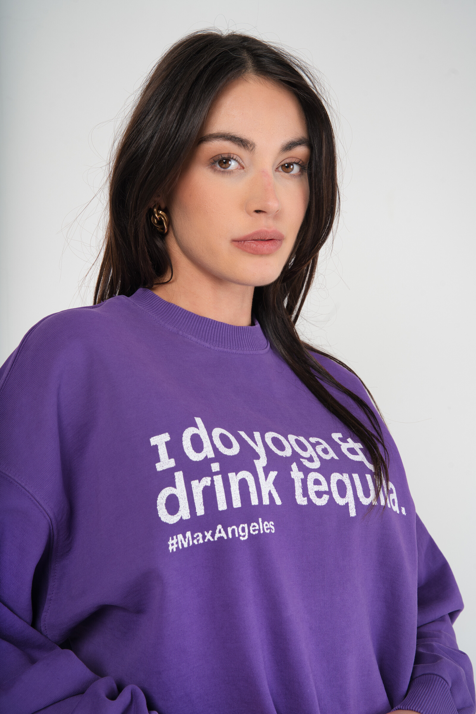 Übergroßes Langarm-Sweatshirt - Violett - 2 - Großformat