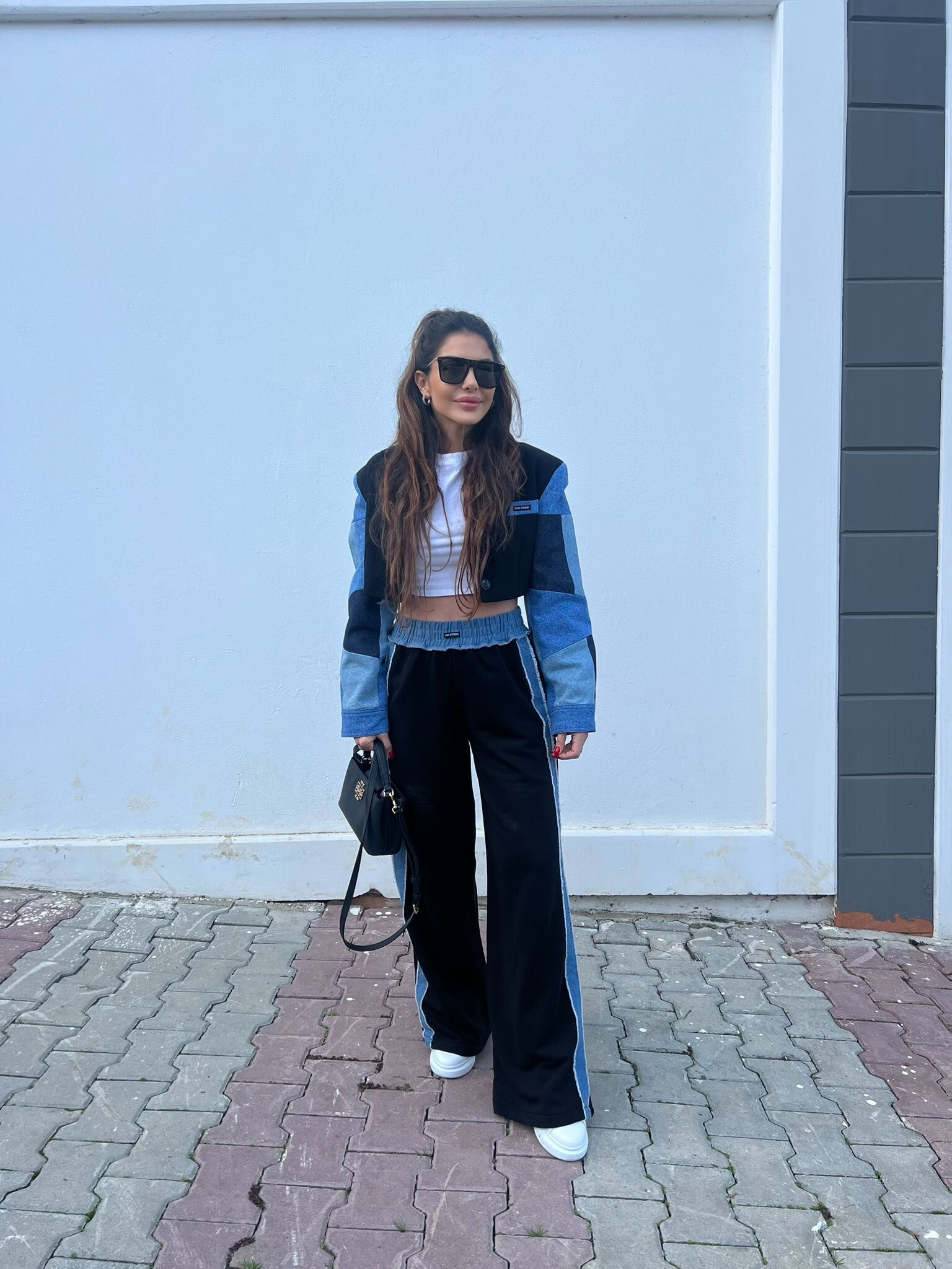 Wholesaler MAXMILA PARIS - Bicolor short jacket in denim and fabric