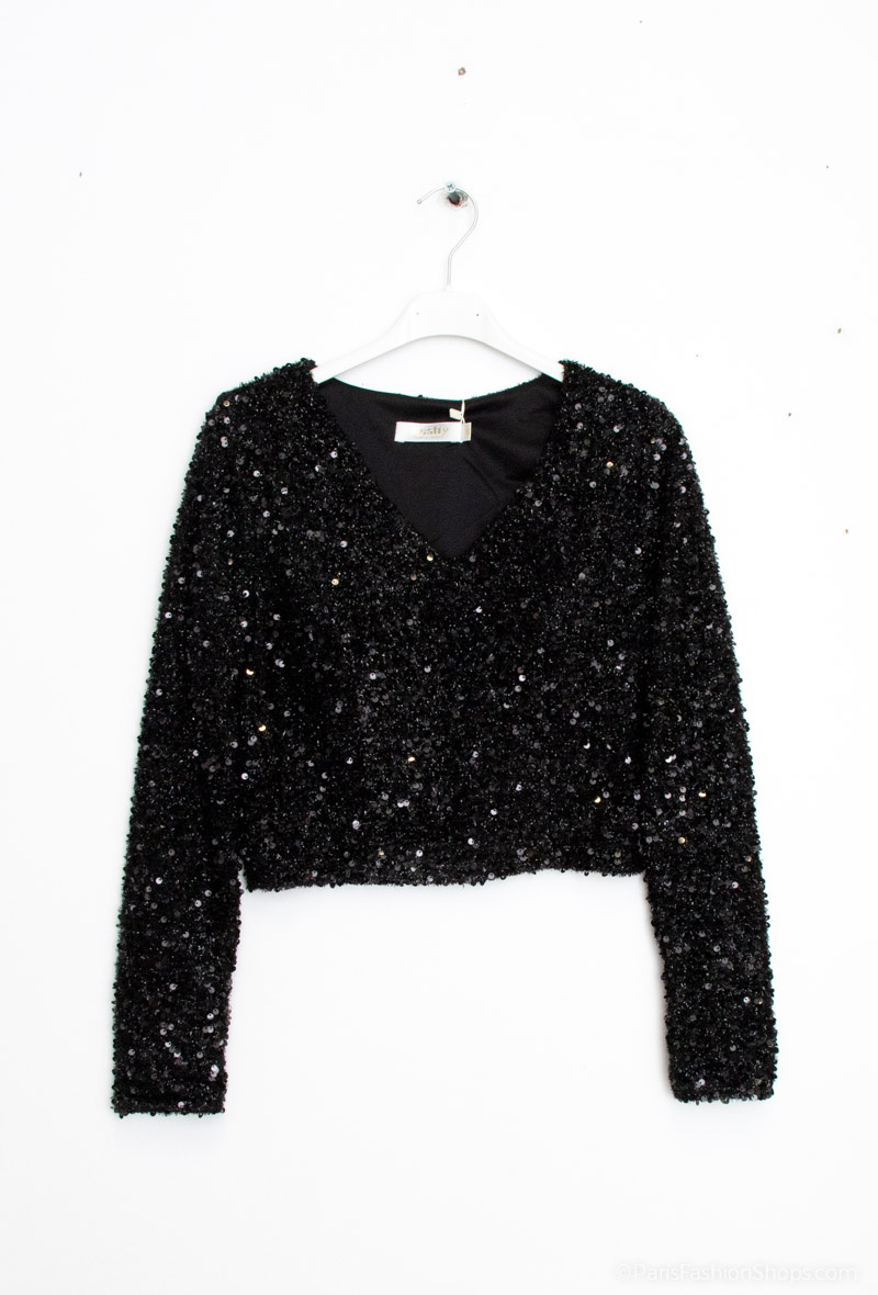 Wholesaler Melena Diffusion - Transparente blouse in sequins