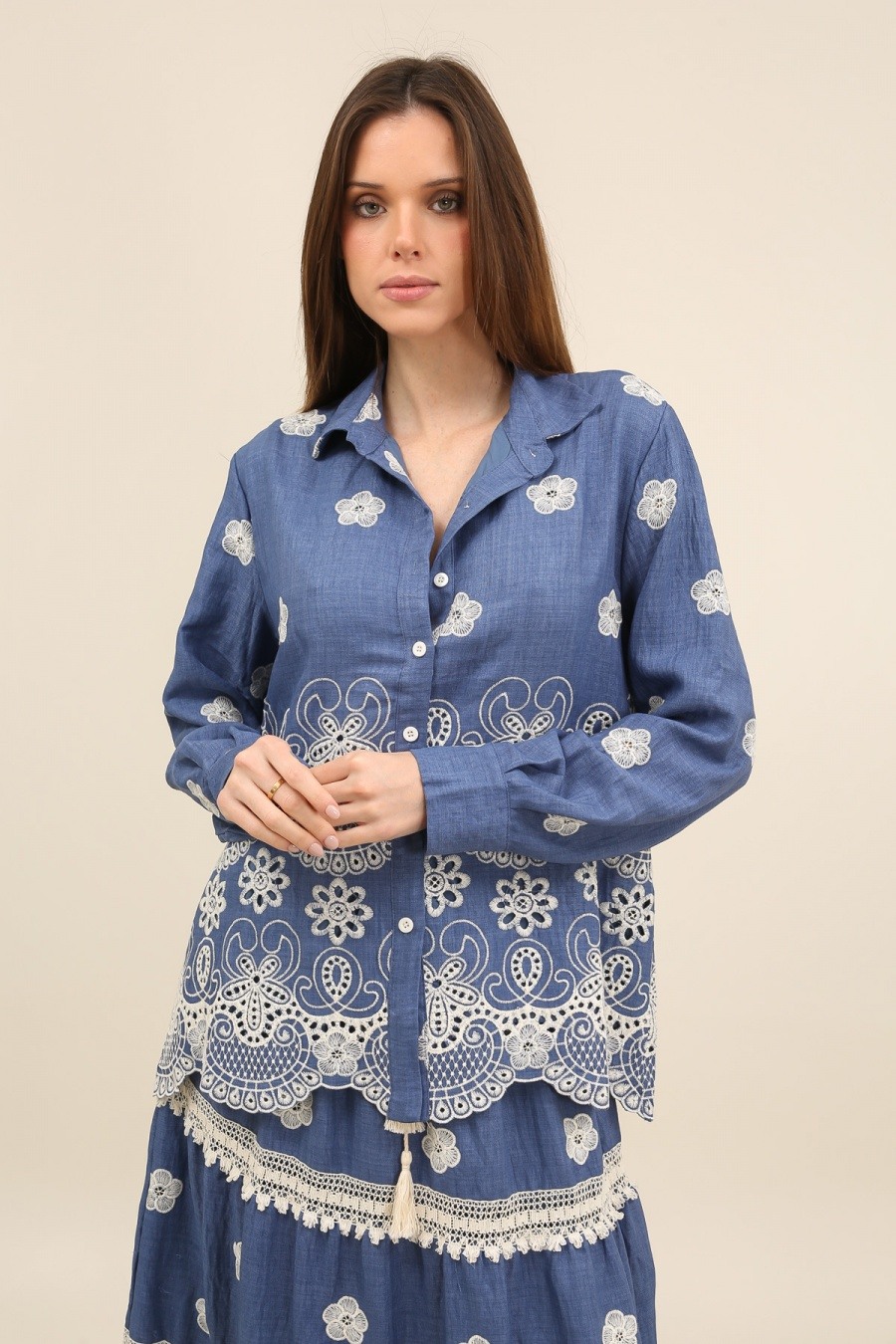 Wholesaler Melena Diffusion - Embroidered cotton blouse