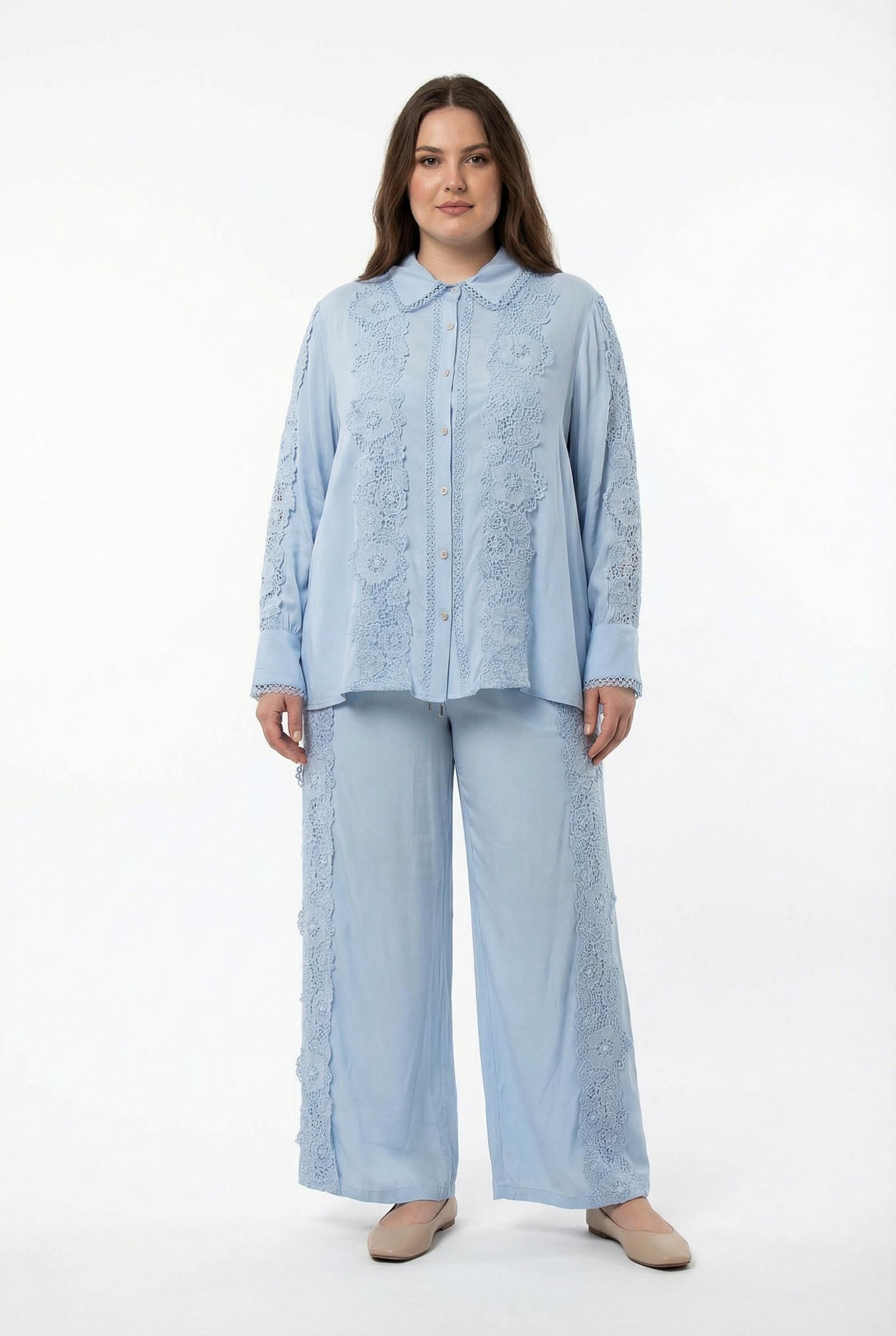 Grossiste Melena Diffusion - Ensemble pantalon en coton dentelle