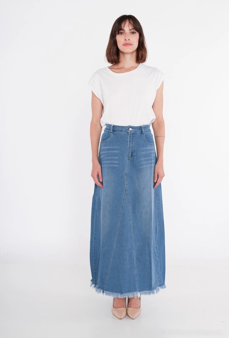 Grossista Melena Diffusion - Gonna midi con effetto jeans