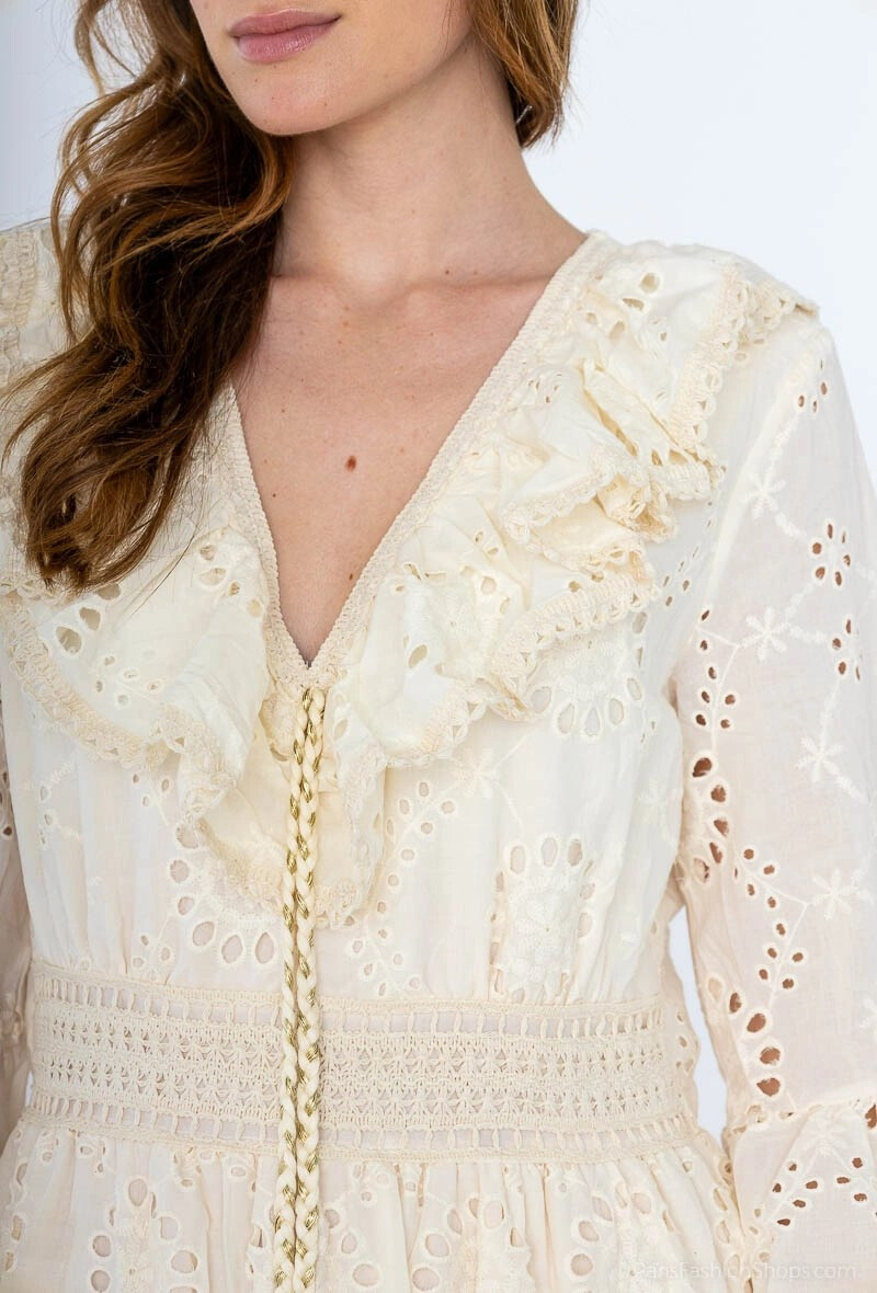 Grossiste Melena Diffusion - Robe boheme broderie anglaise en coton