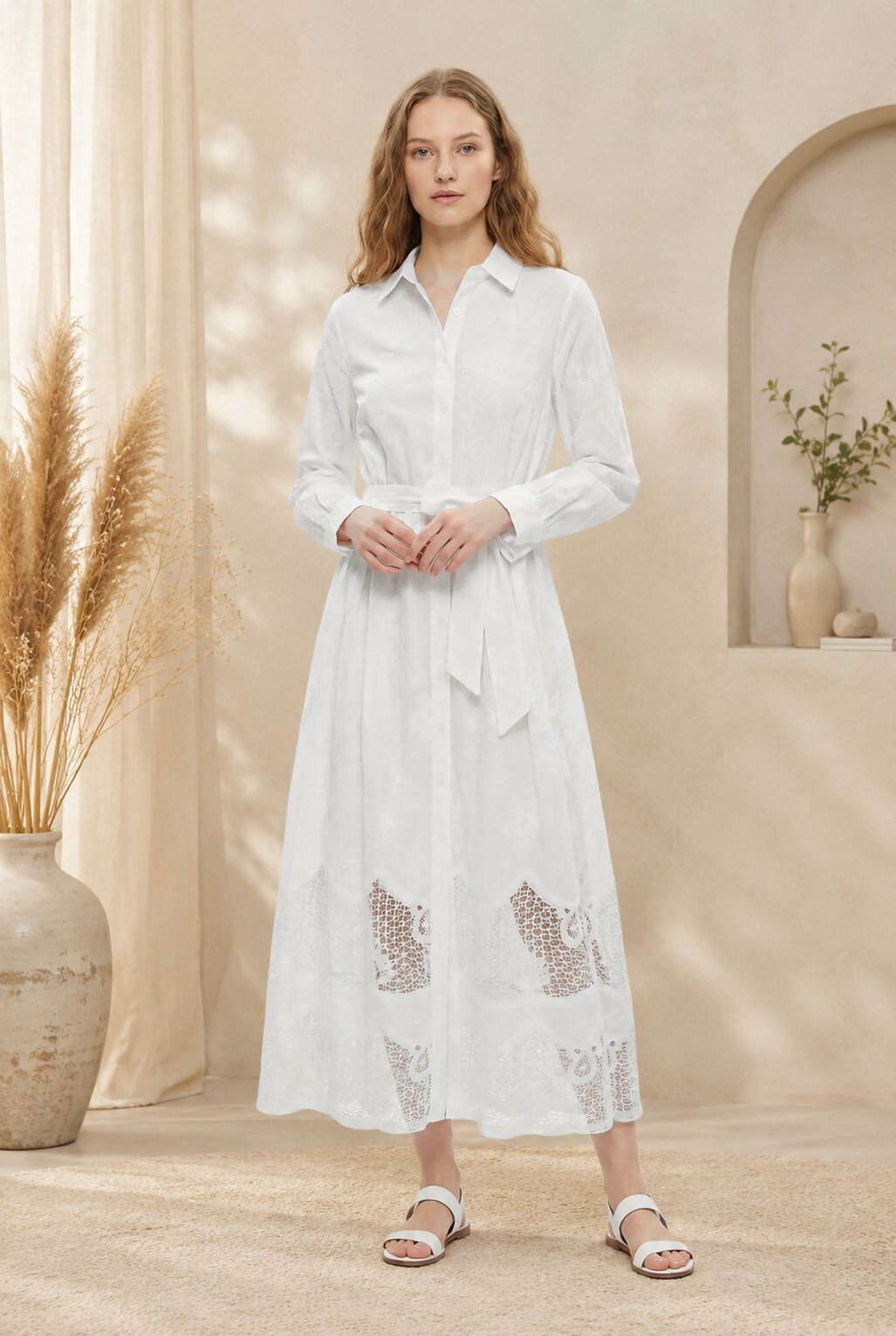 Grossiste Melena Diffusion - Robe chemise broderie anglaise
