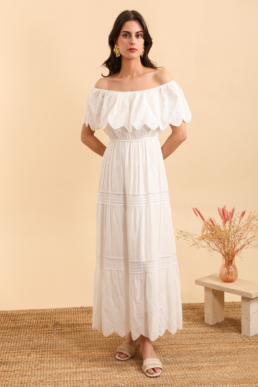 Grossiste Melena Diffusion - Robe perforée col bateau