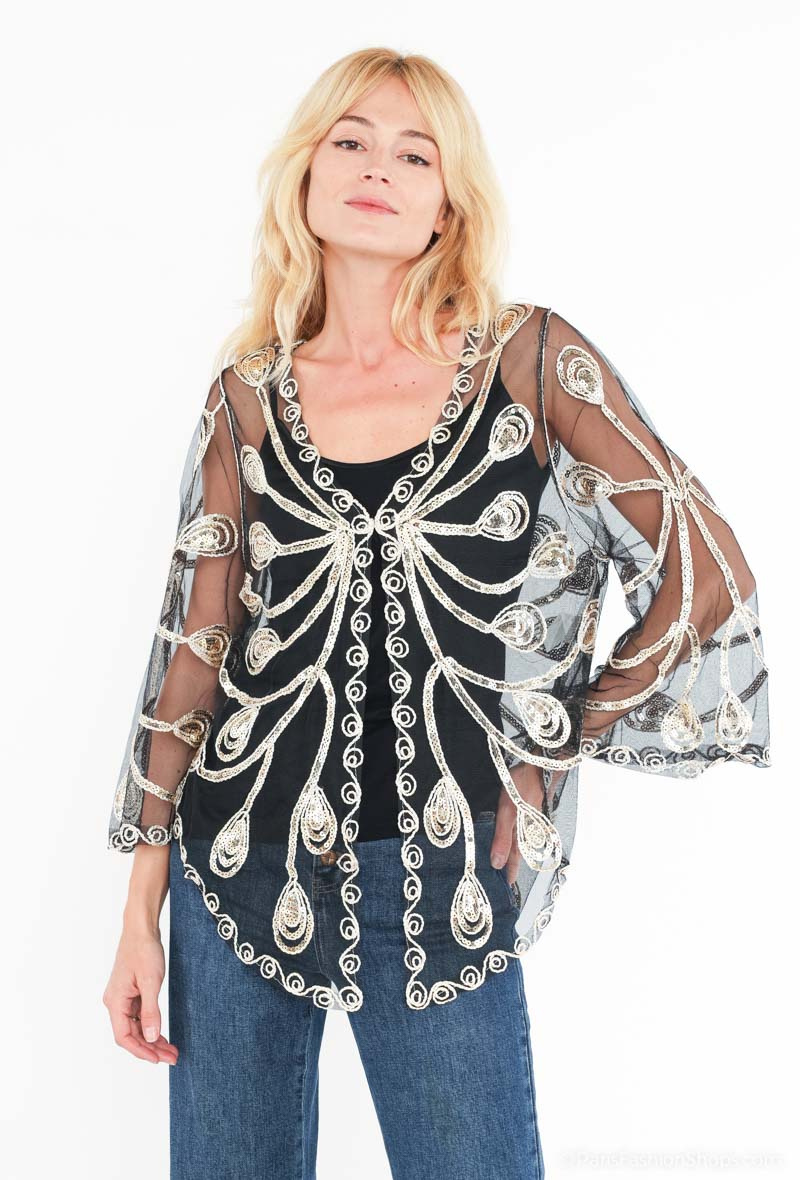 Wholesaler Melena Diffusion - Asymetrical cardigan with sequins