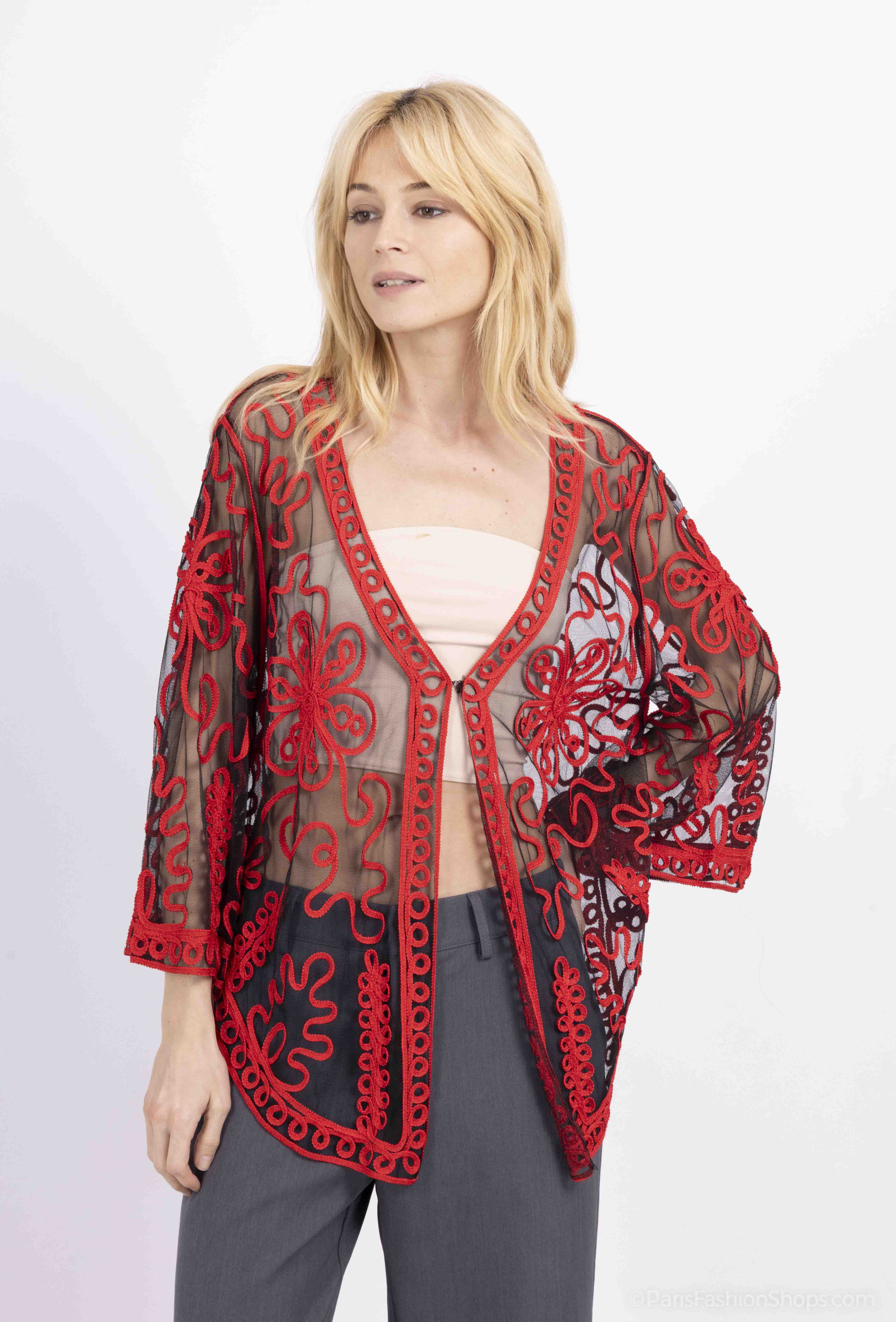 Wholesaler Melena Diffusion - Asymetrical cardigan with sequins