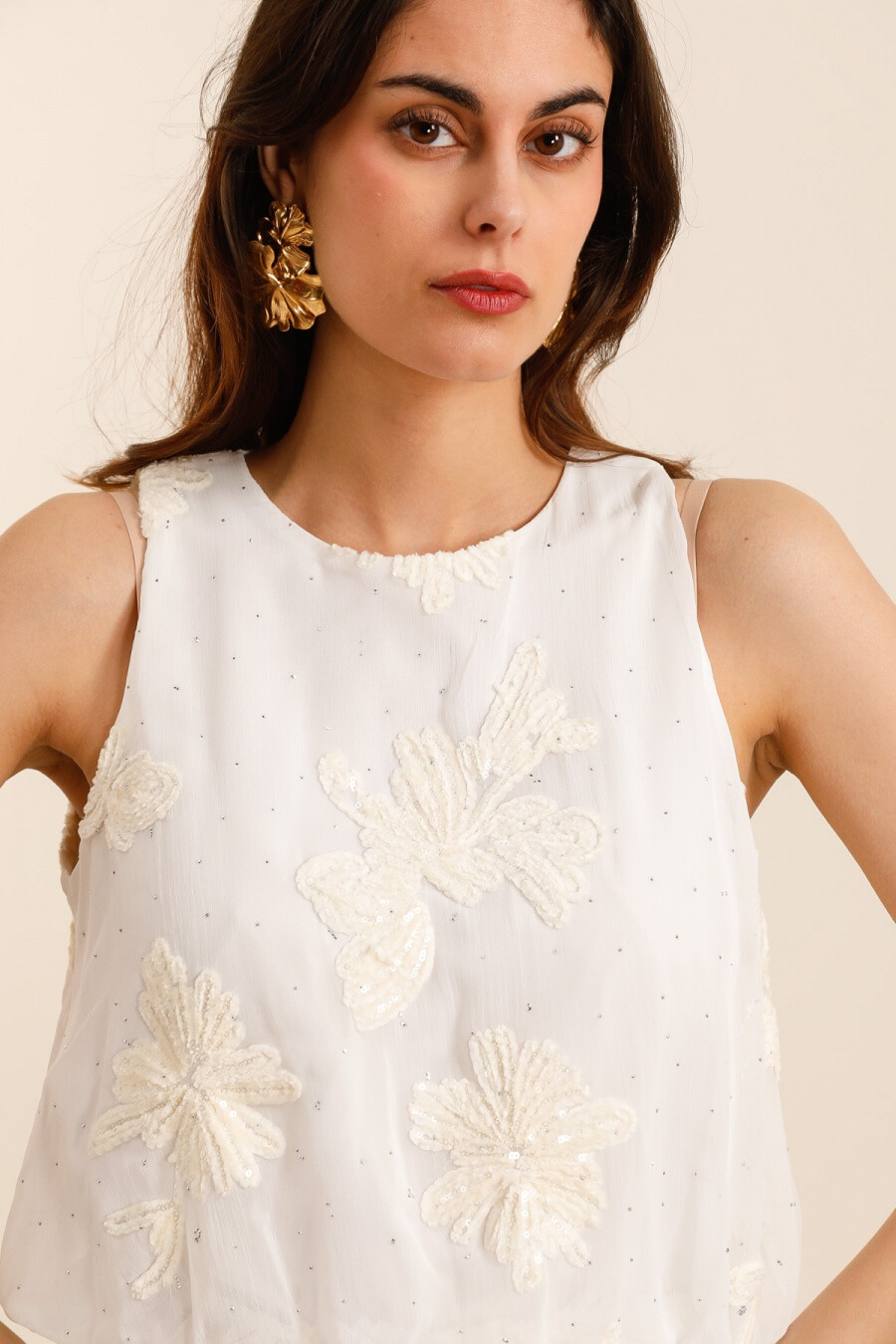 Grossiste Melena Diffusion - Top broderie et strass