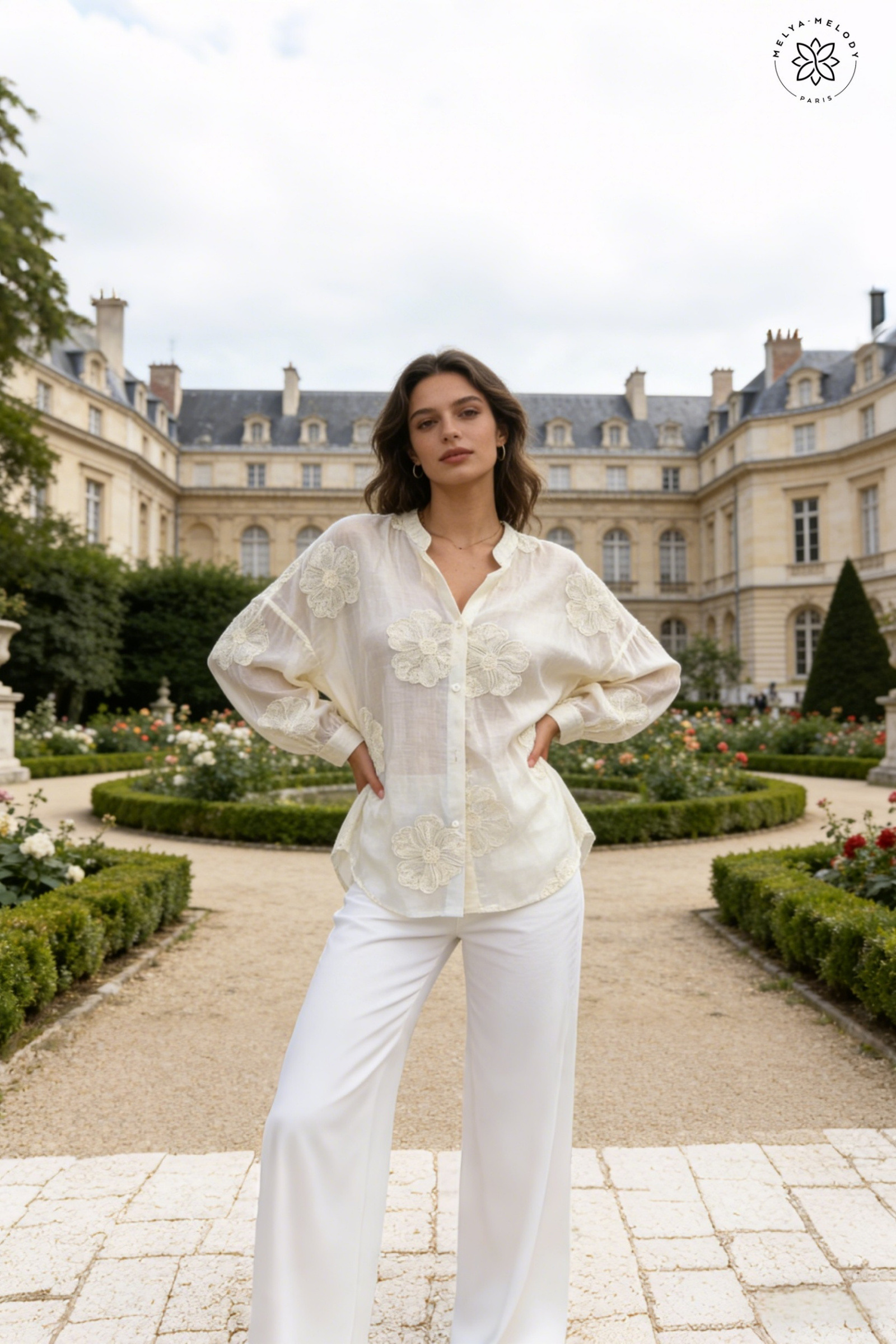 Flowy embroidered blouse with balloon sleeves - Image 6