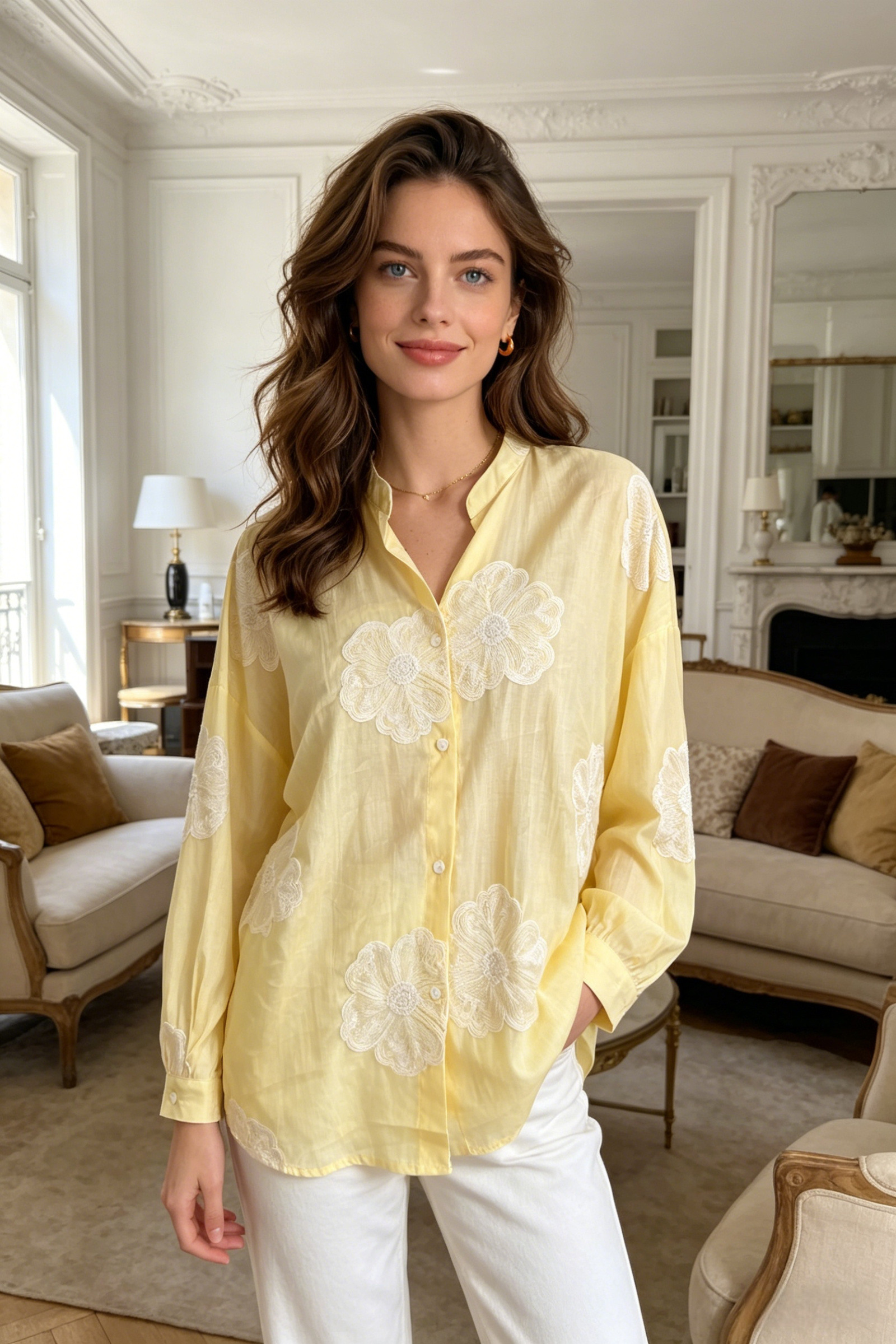 Flowy embroidered blouse with balloon sleeves - Image 11