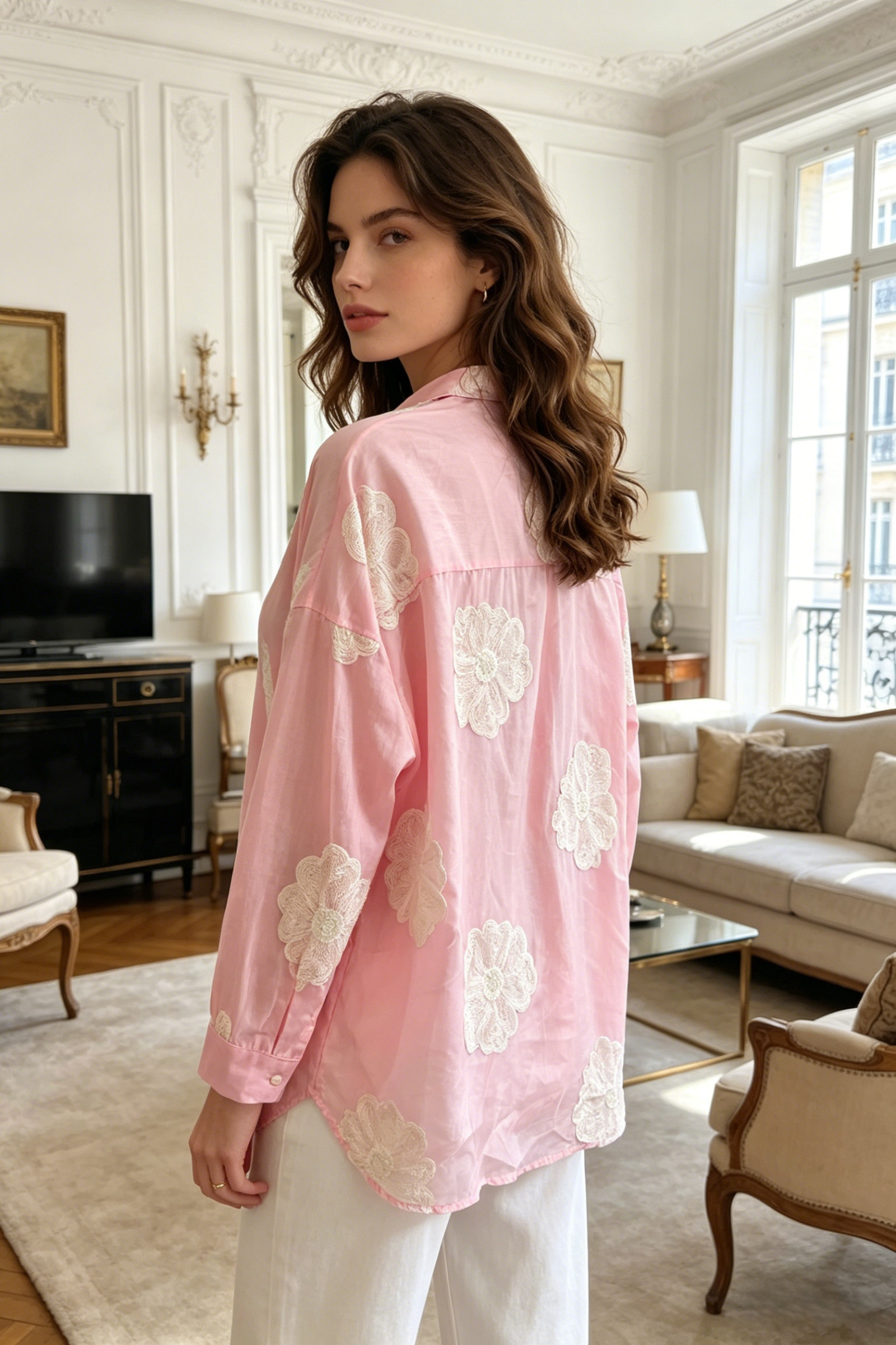 Flowy embroidered blouse with balloon sleeves - Image 14
