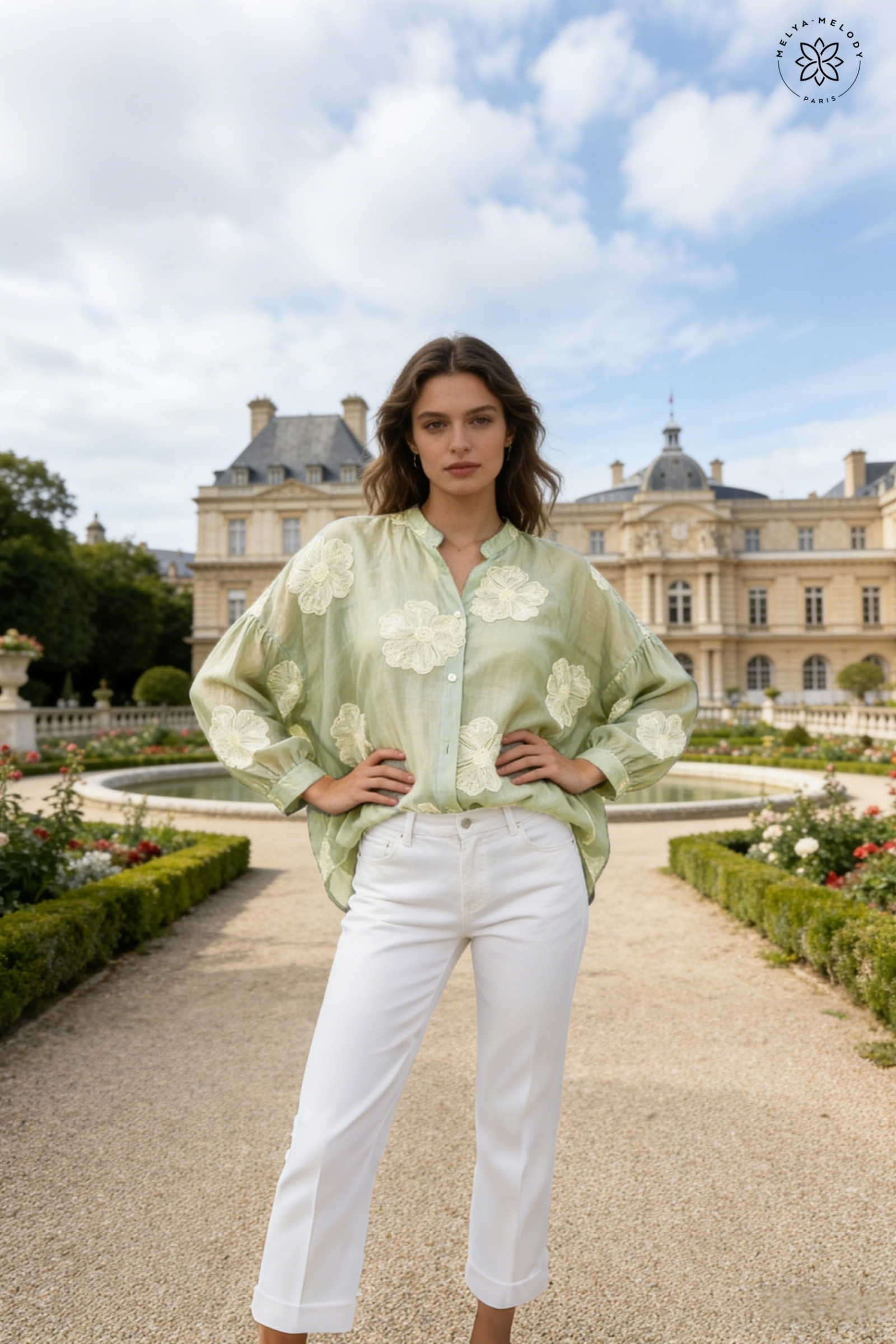 Flowy embroidered blouse with balloon sleeves - Image 5