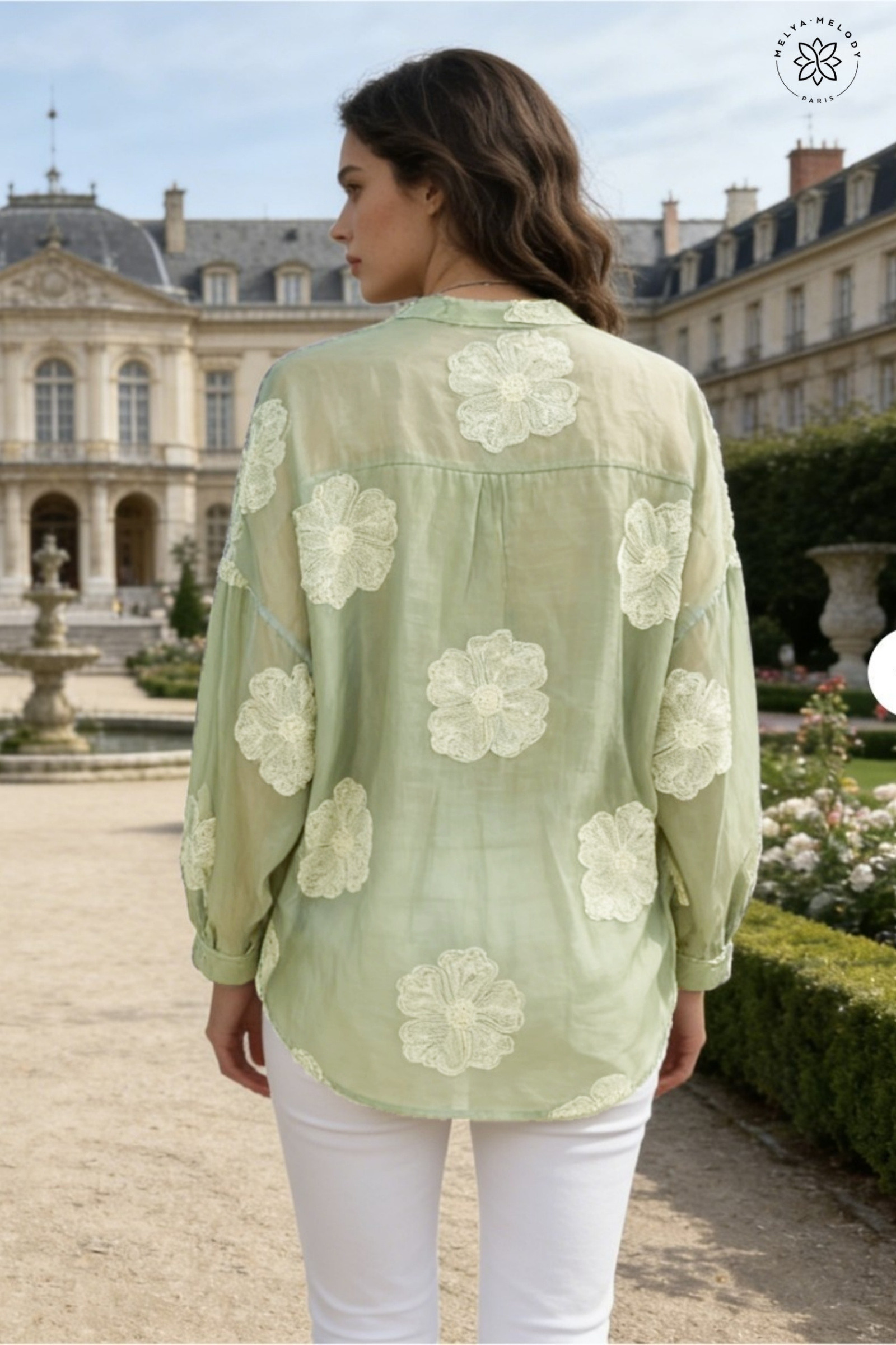 Flowy embroidered blouse with balloon sleeves - Image 8