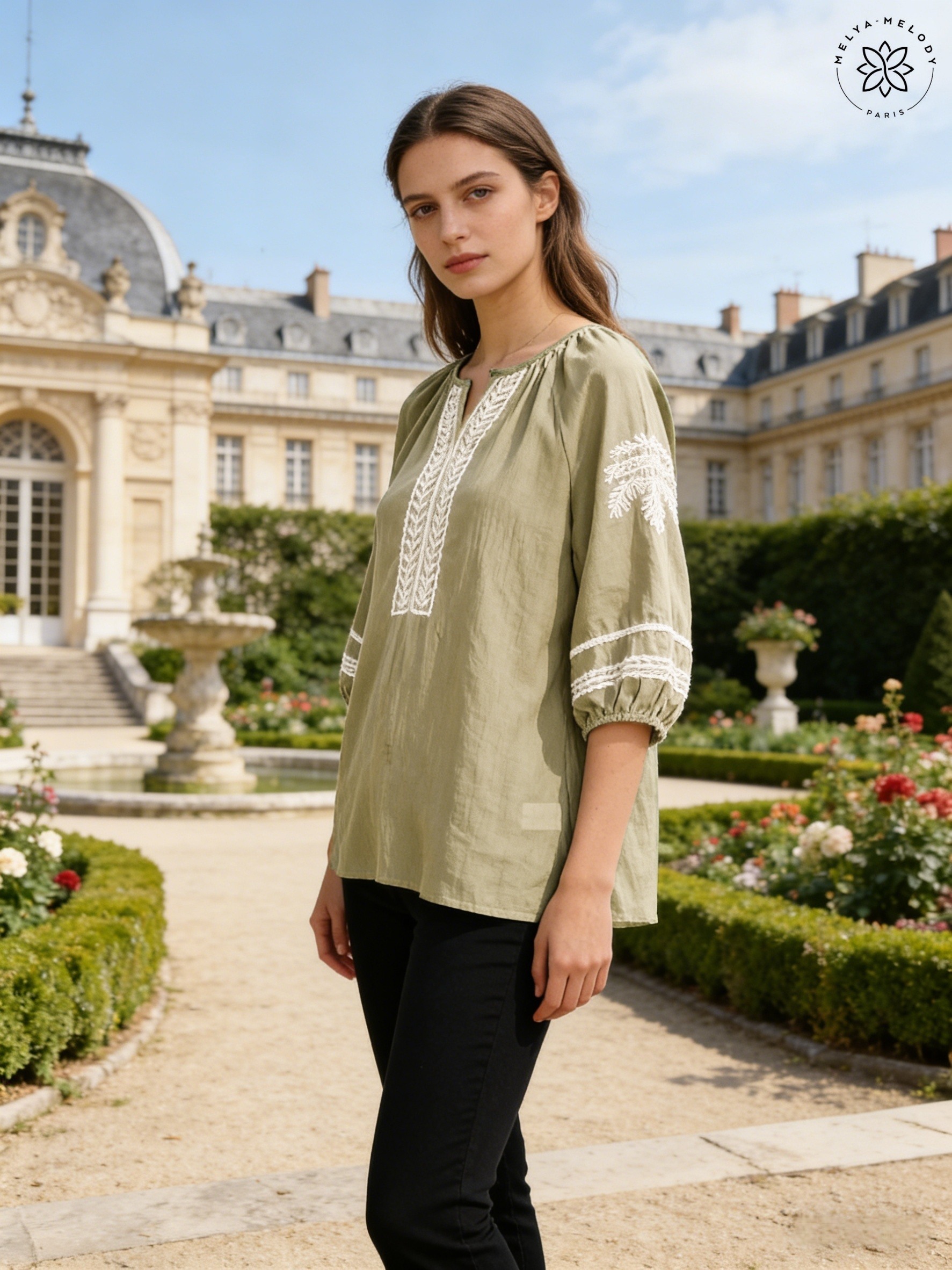 Blusa ricamata con maniche 3/4 - Image 6
