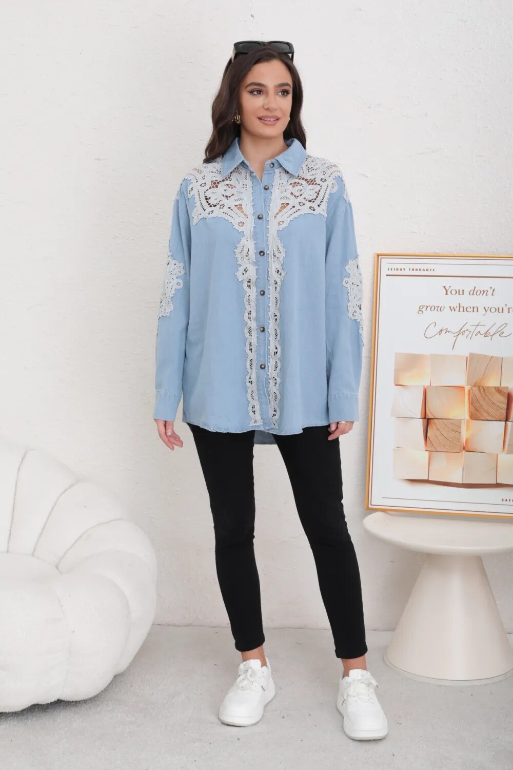 Mayorista Melya Melody - Blusa de encaje Jean