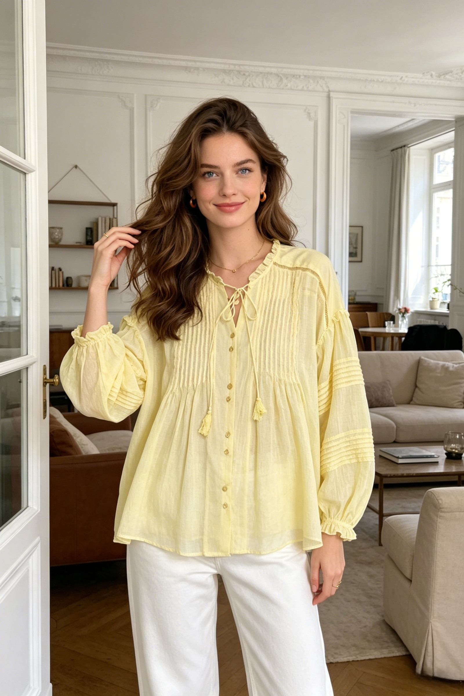 Blusa oversize con maniche a sbuffo - Image 1