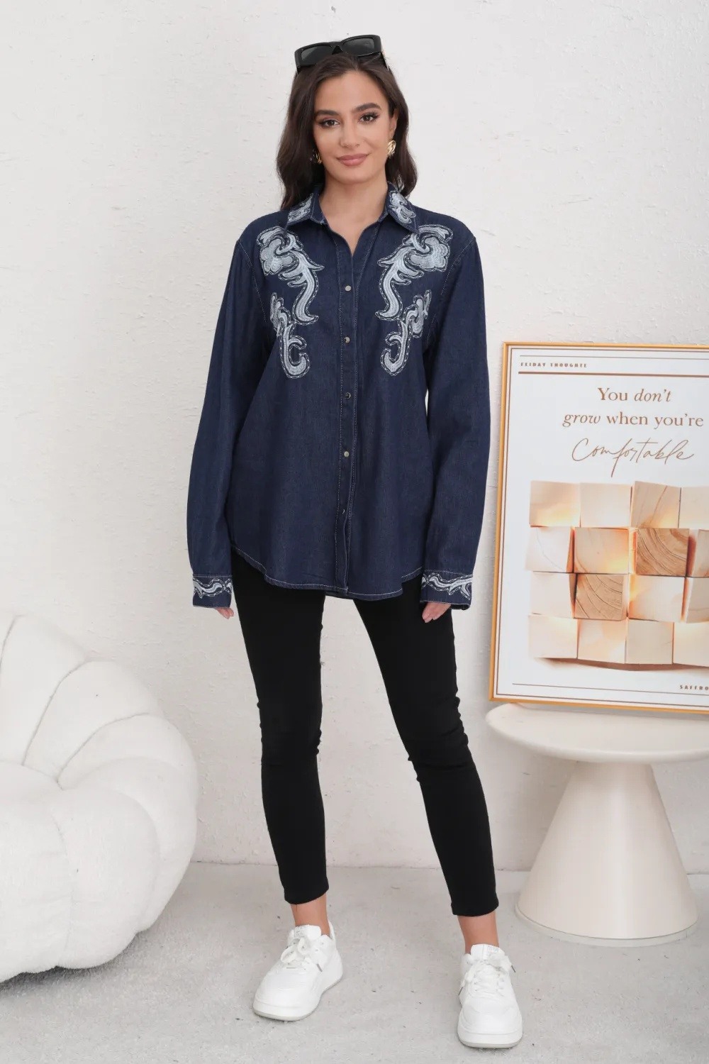 Blouse Jeans à motif brodé - Image 2