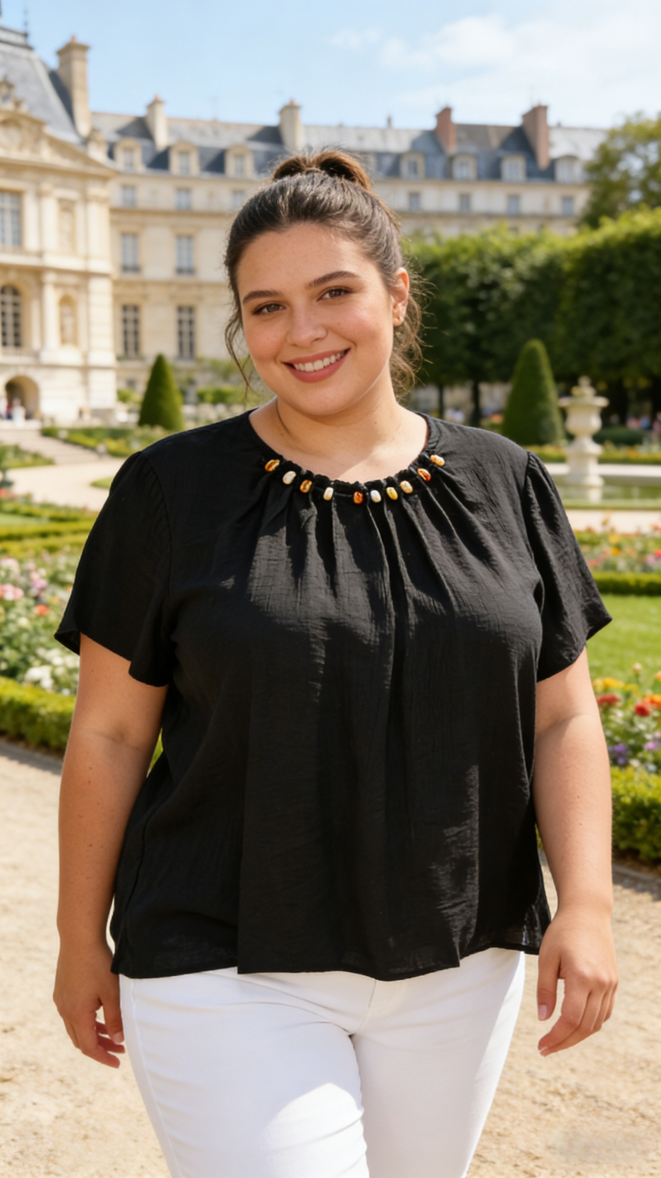 TOP Blusa con Cuello de Perlas en Talla Grande - Image 6