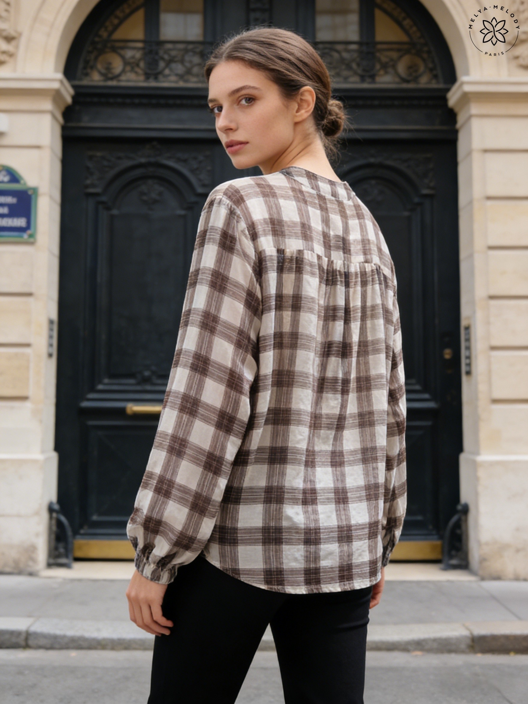 Blusa fluida a cuadros - Image 2
