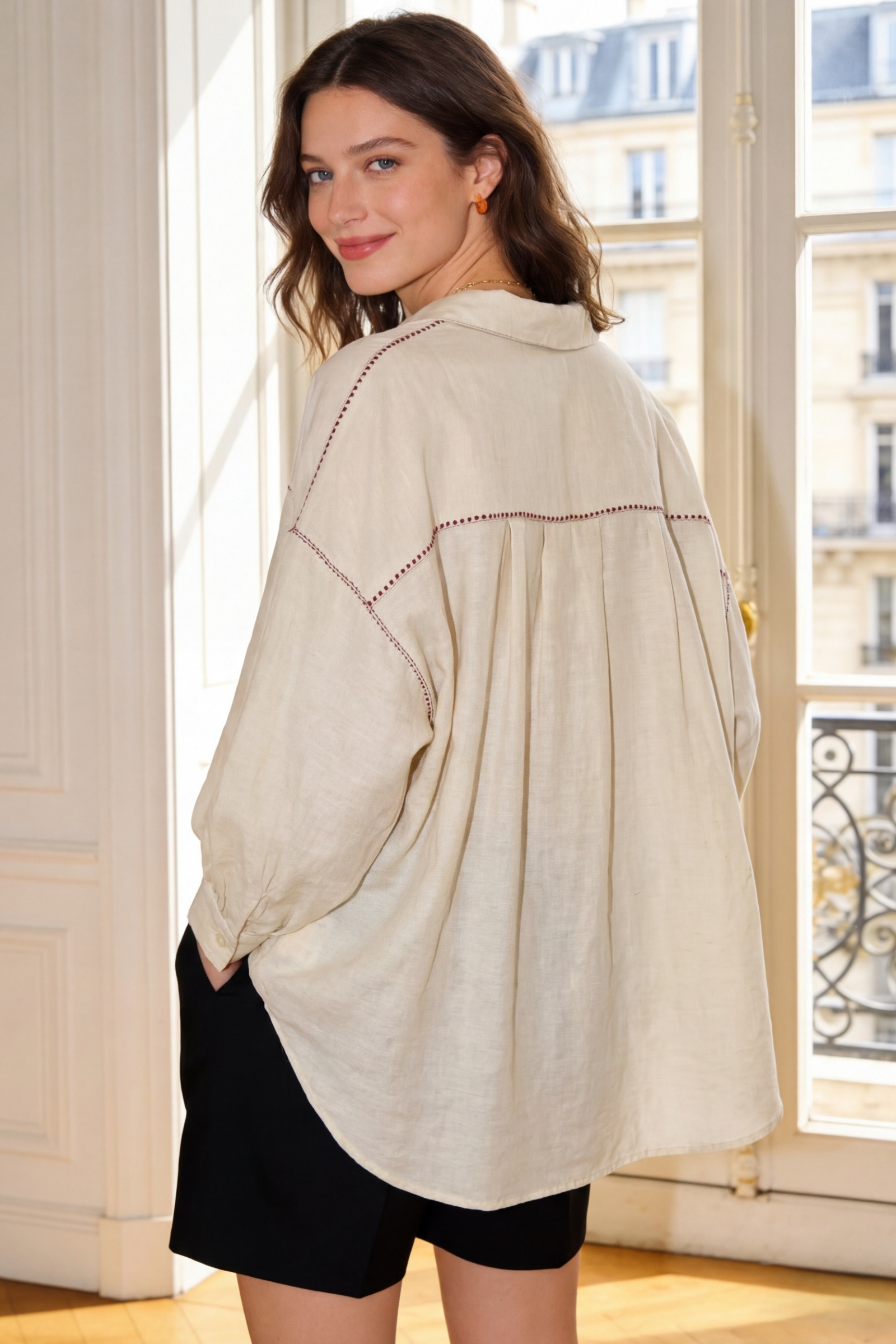 Oversized Tunic Shirt with Large Pocket - Image 5