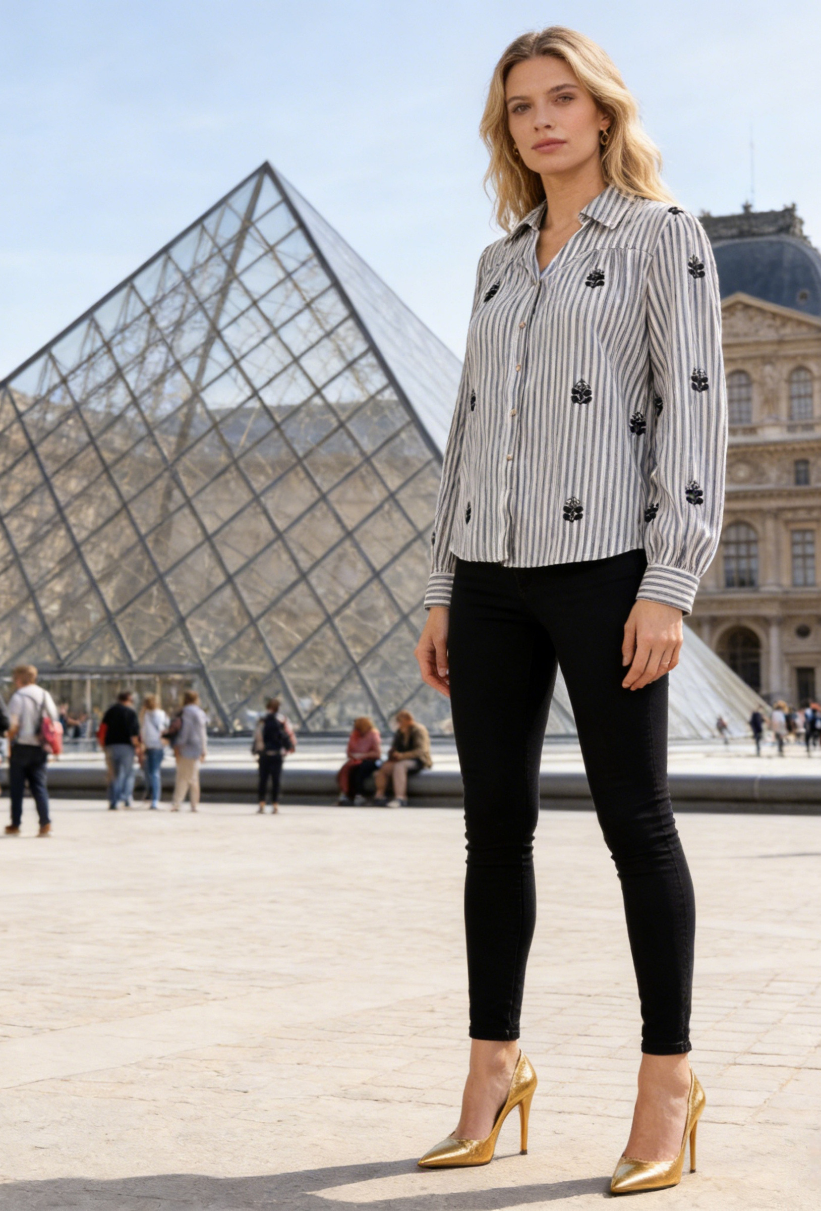Chemise rayée en broderie - Image 1
