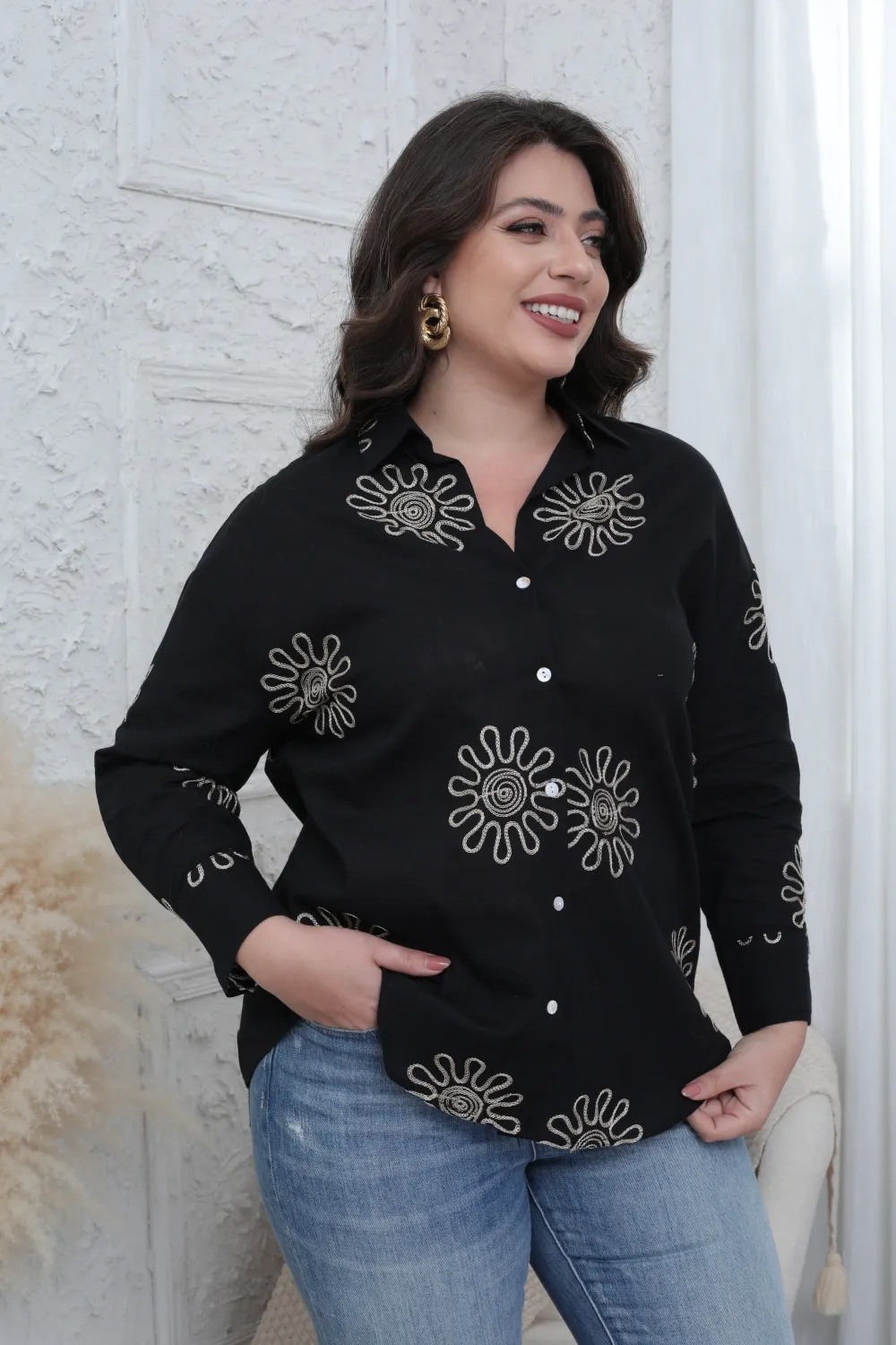 Chemise brodée Grande taille - Image 2