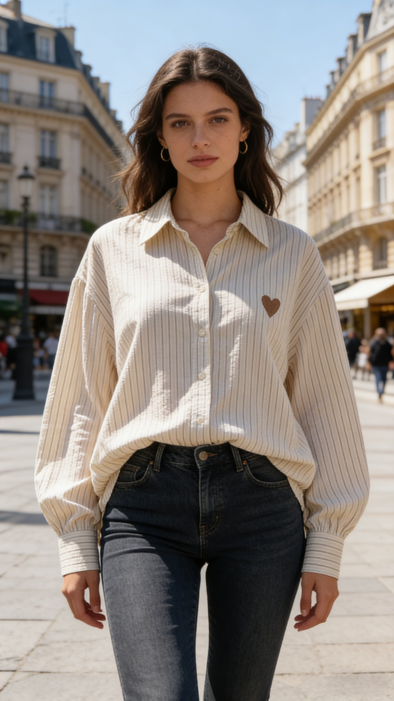 Striped shirt with Heart embroidery - Image 2