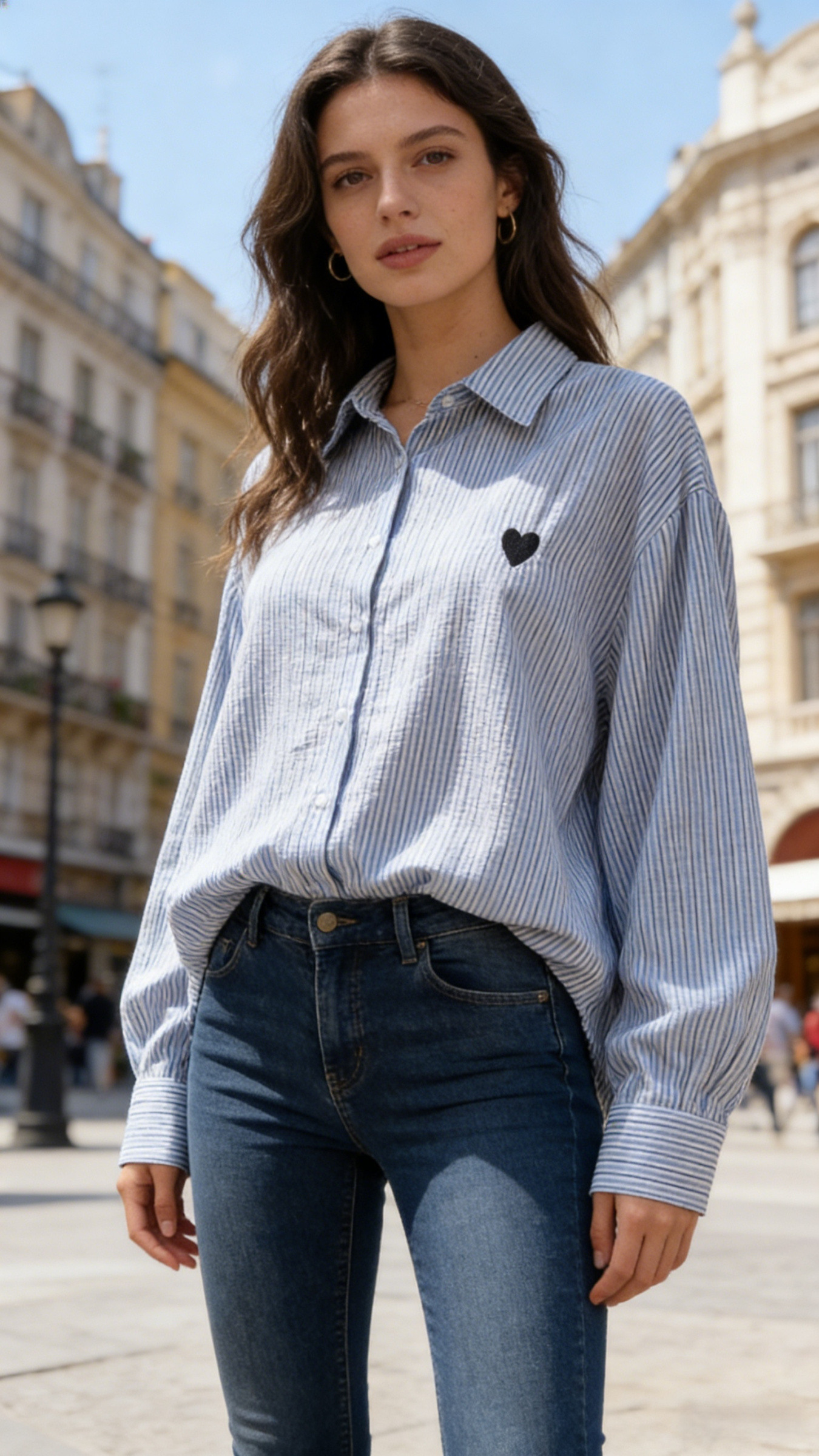 Striped shirt with Heart embroidery - Image 6