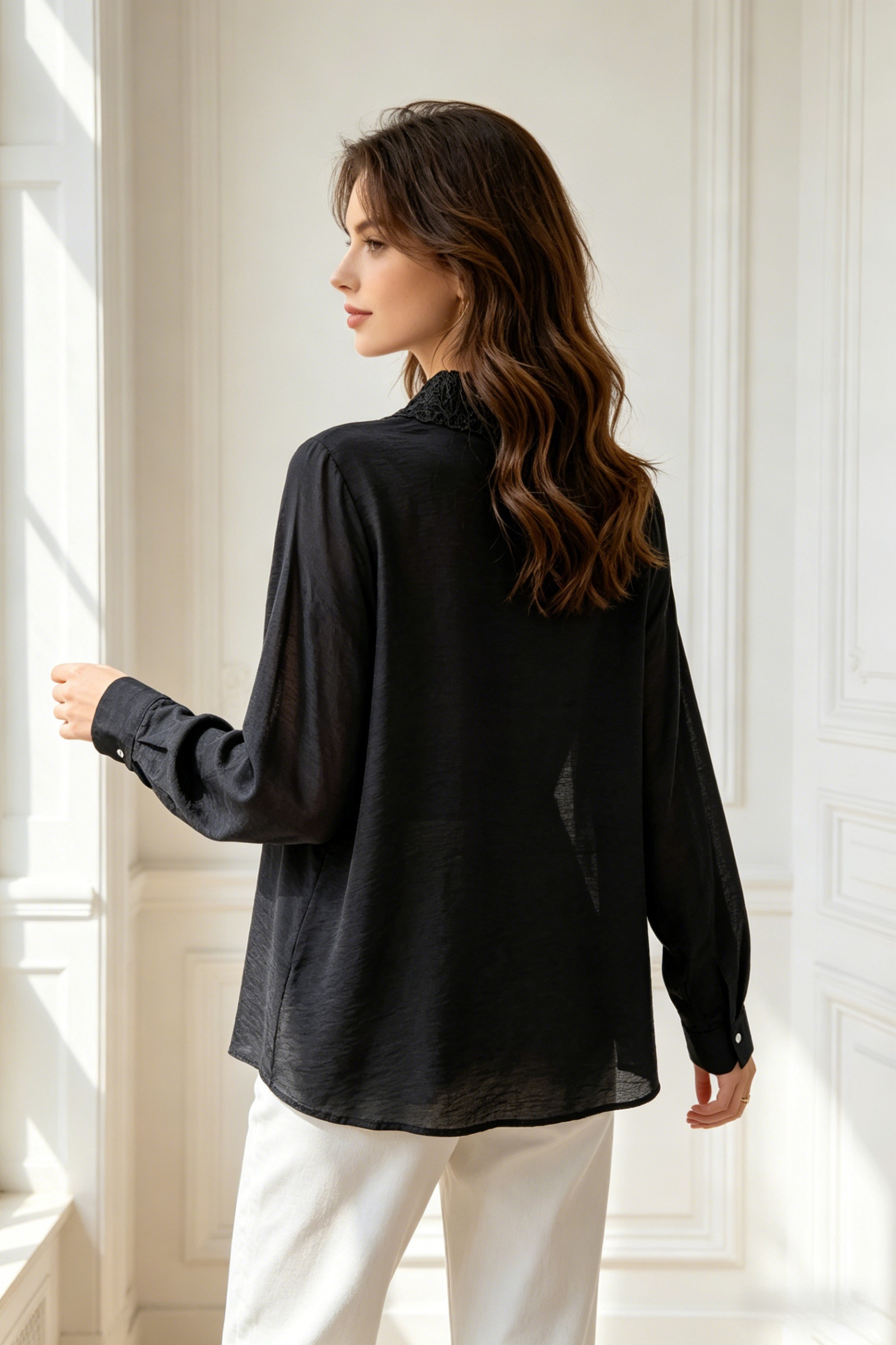 Chemise unis dentelle - Image 6