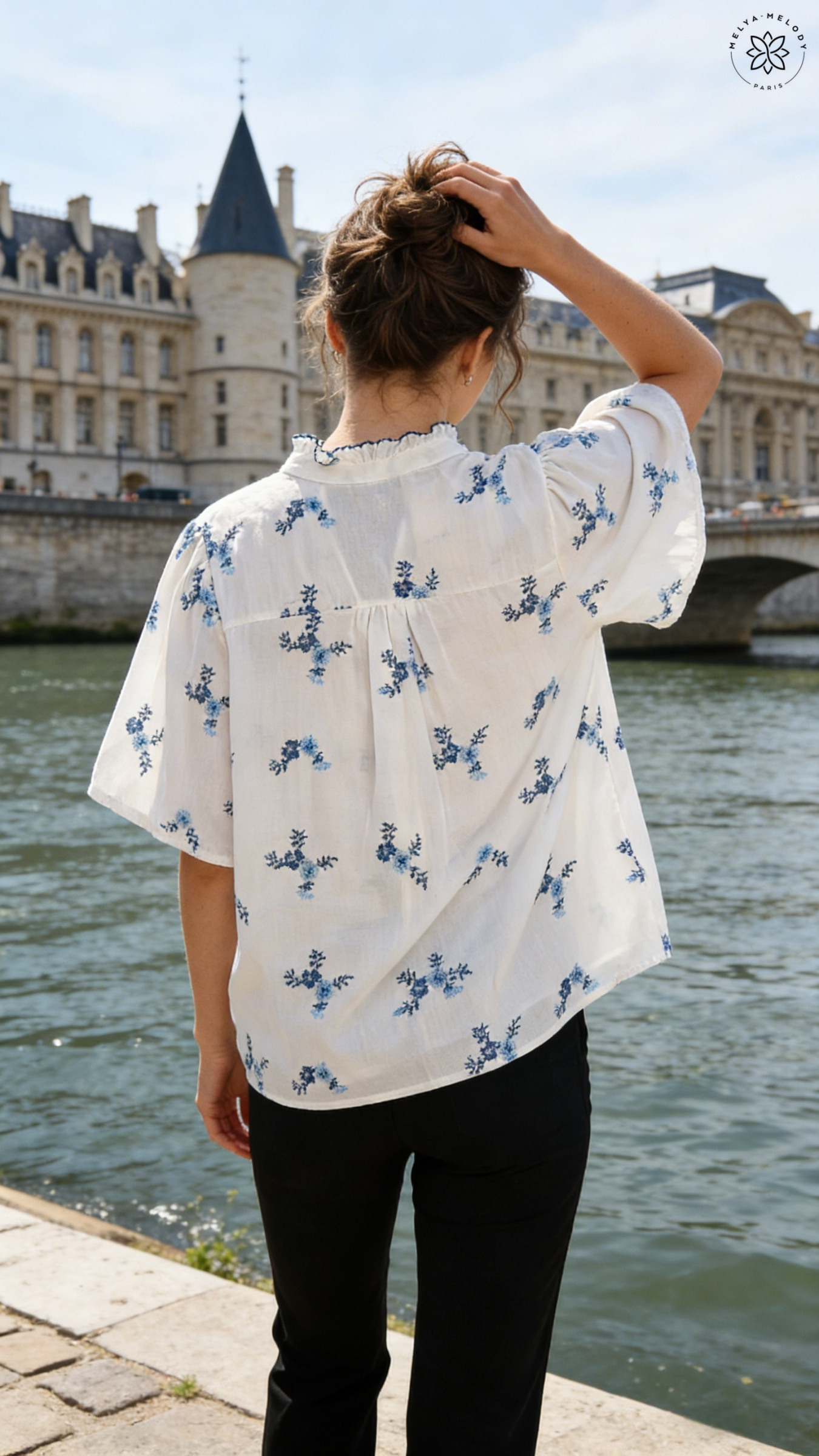 Short-sleeve shirt with floral embroidery - Image 5