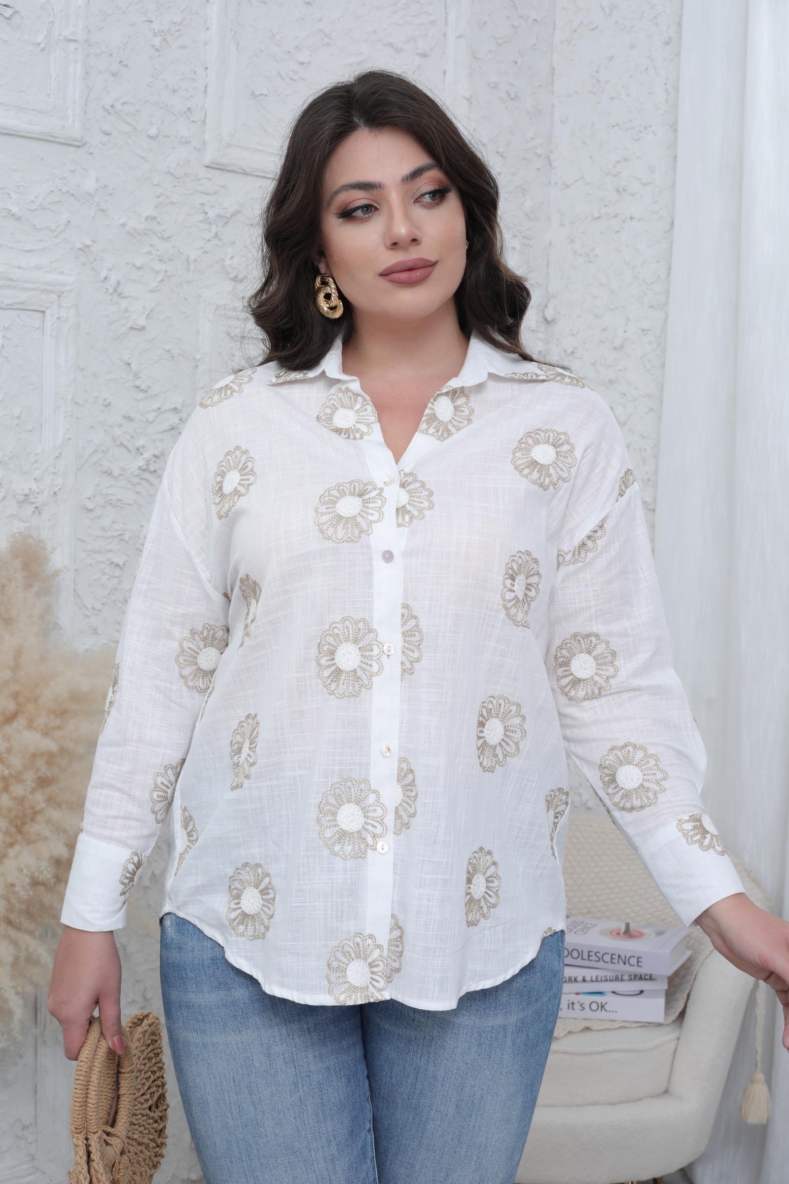 Chemise brodé Grande taille - Image 4