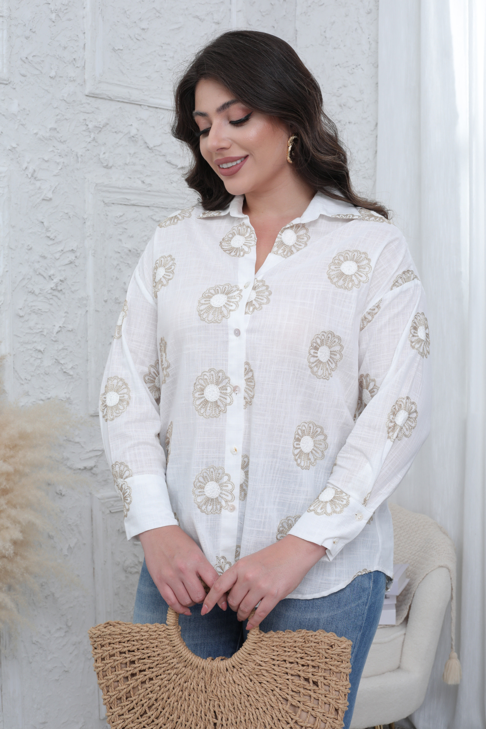 Chemise brodé Grande taille - Image 1
