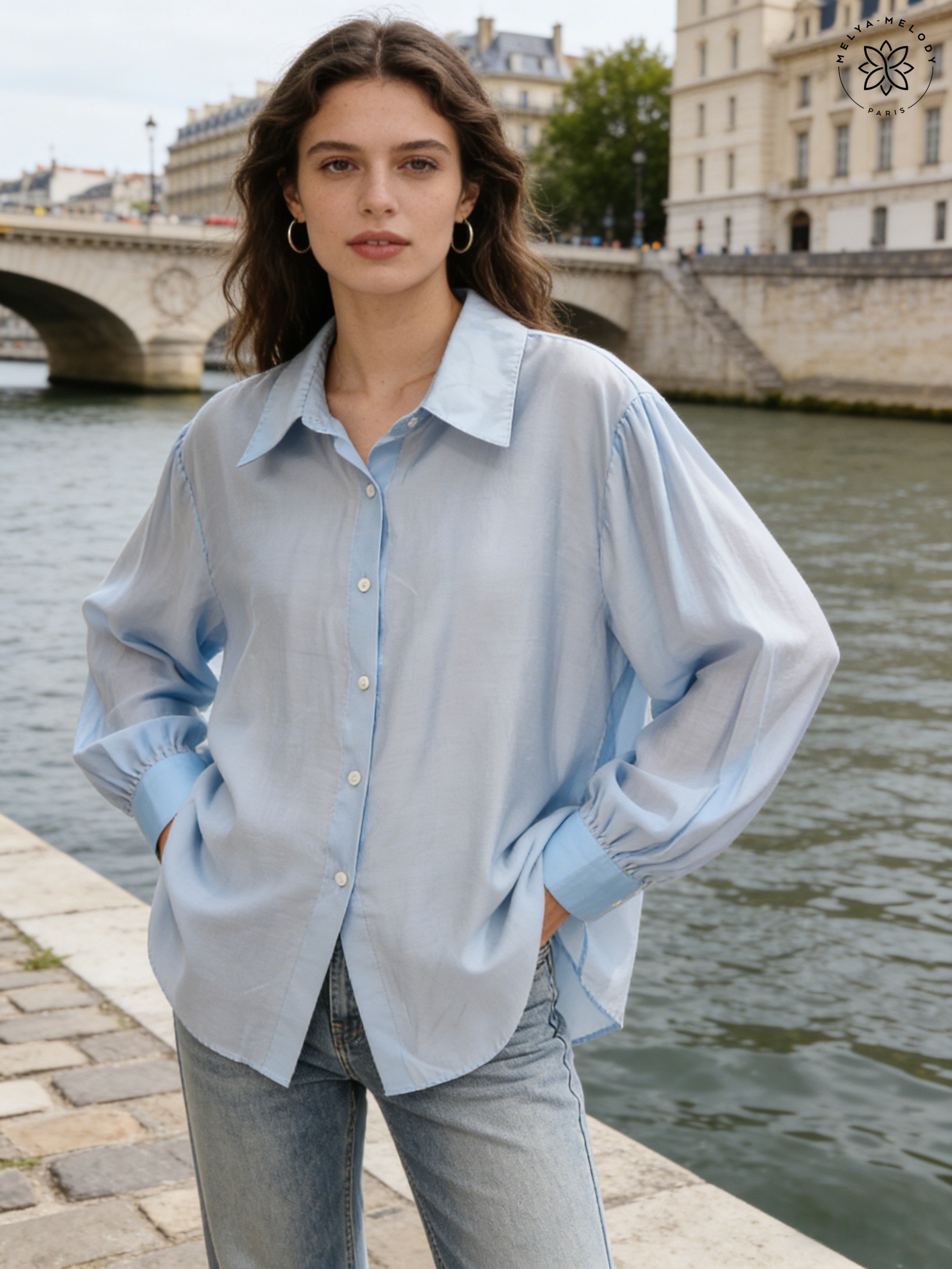 Camicia fluida taglio oversize - Image 4