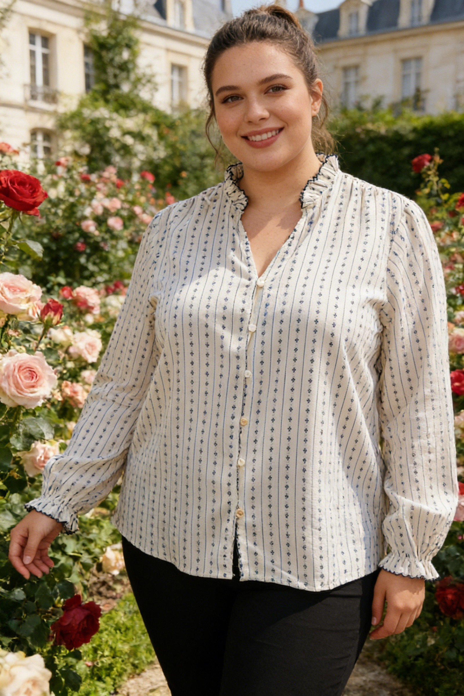 Camicia in cotone con ricami - Image 1