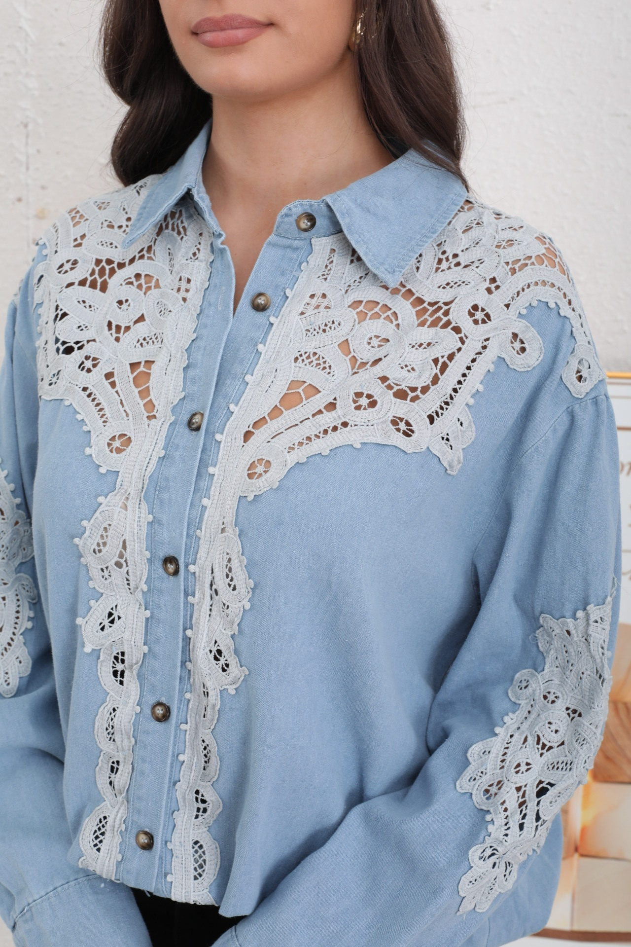 Jean lace shirt - Image 2