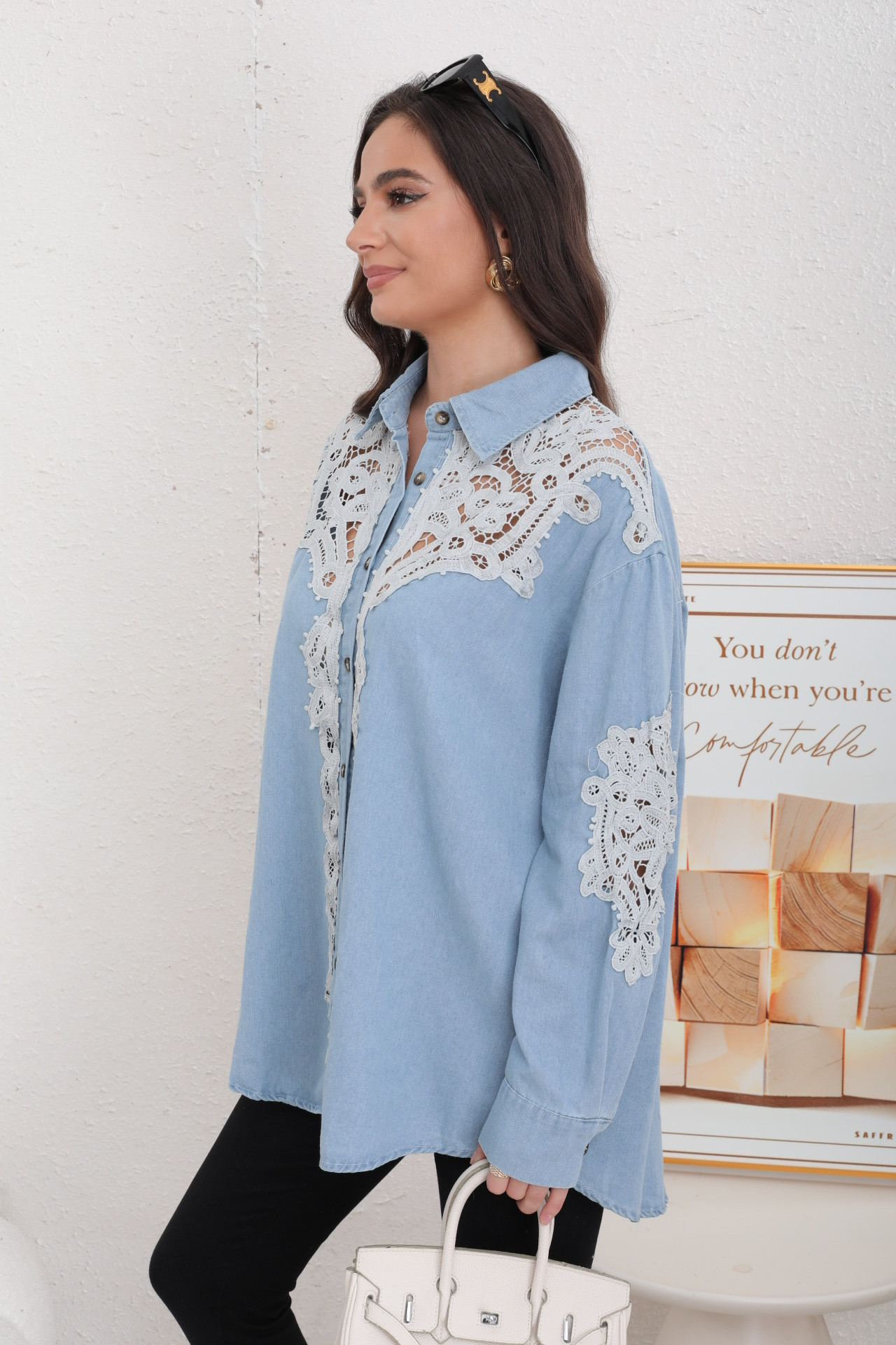 Jean lace shirt - Image 3