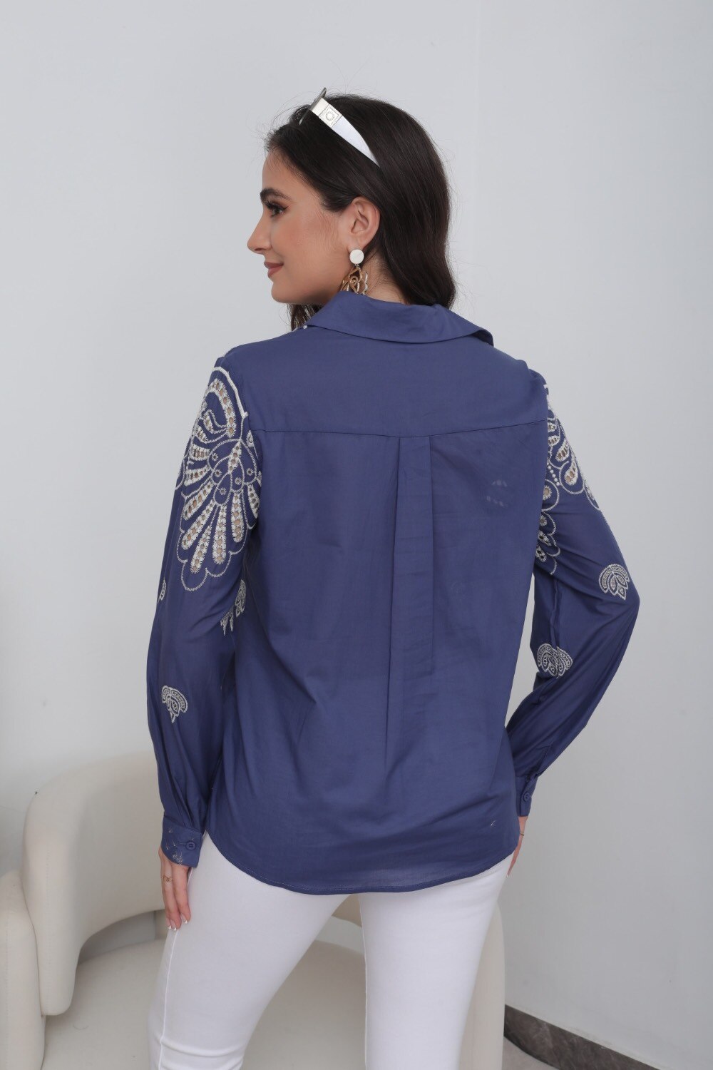Shirt with floral embroidery - Image 14