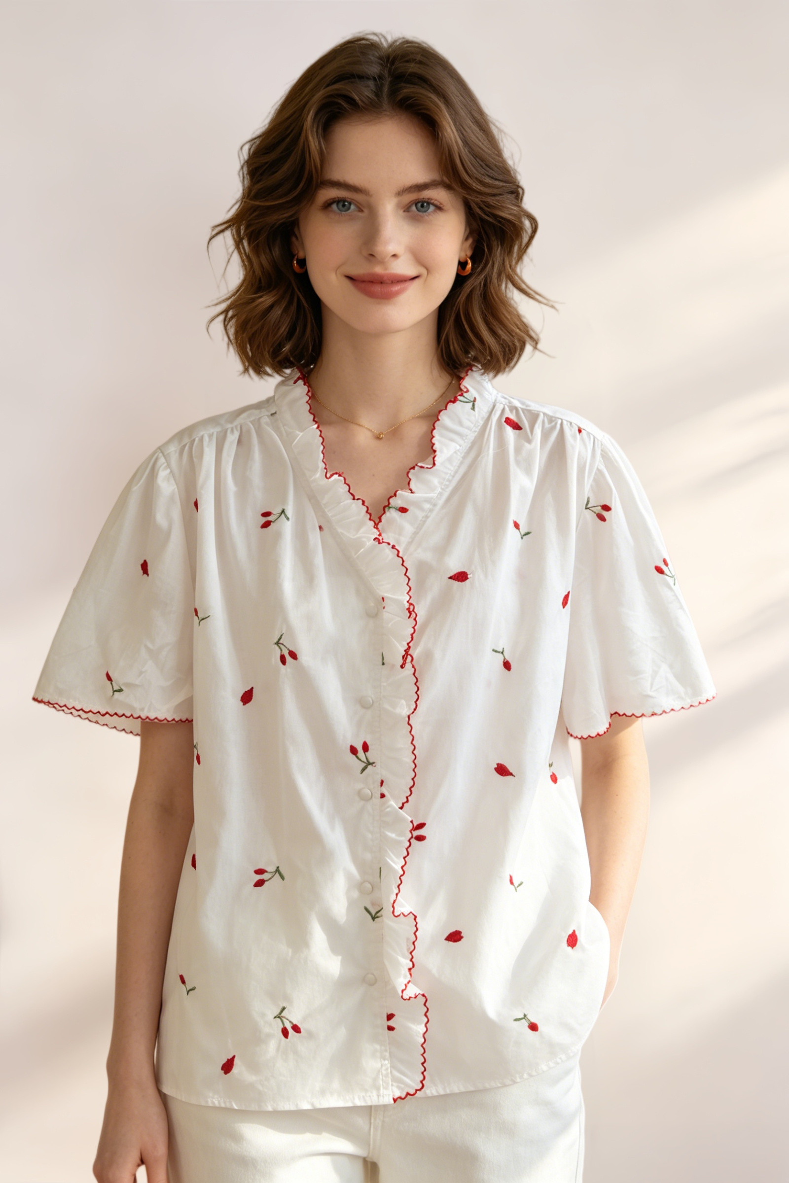 Camicia in cotone con ricamo - Image 2