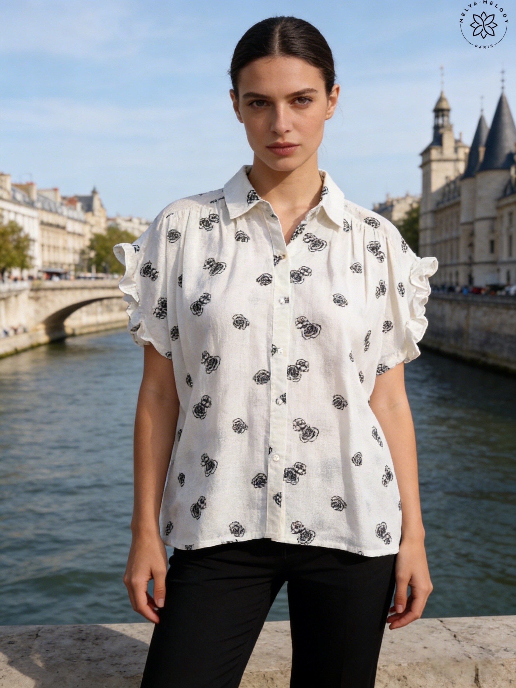 Chemise manches courtes en broderie - Image 2
