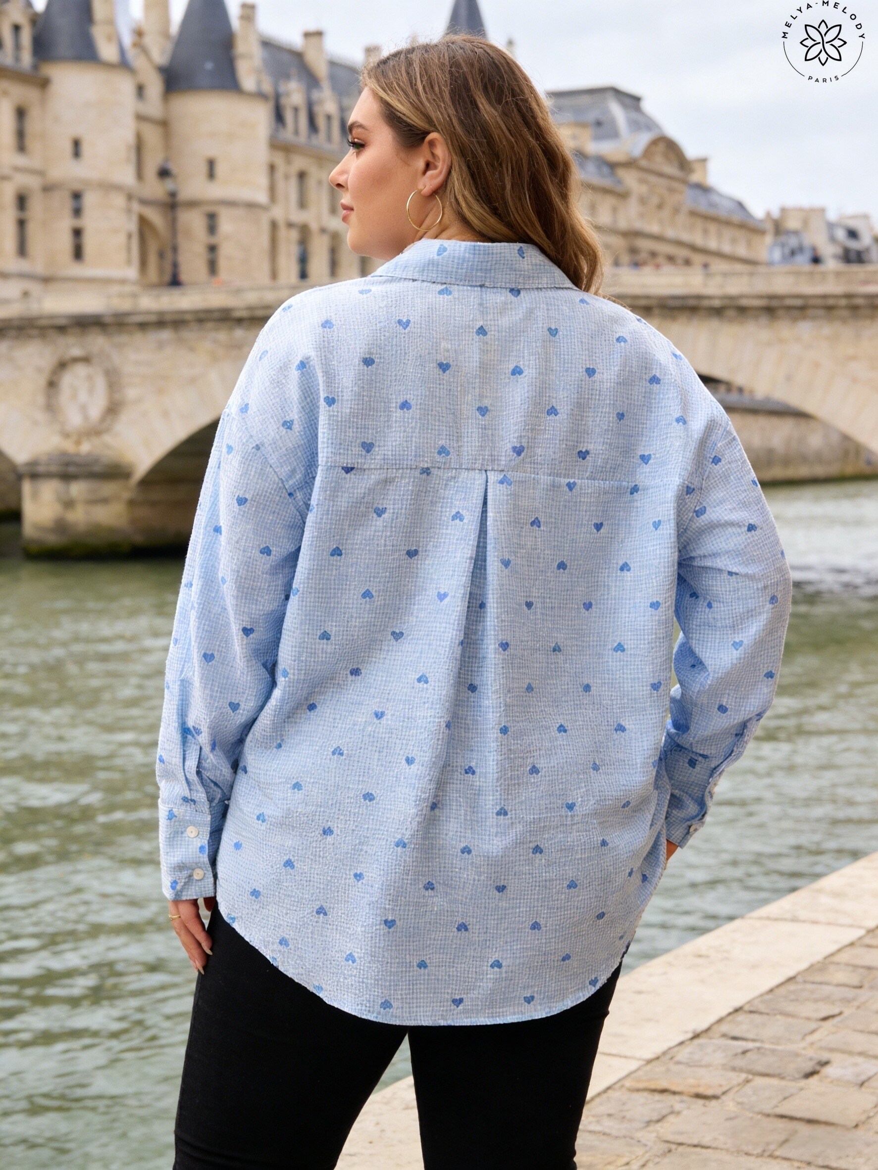 Chemise Vichy Imprimée Cœur En Grande Taille - Image 4