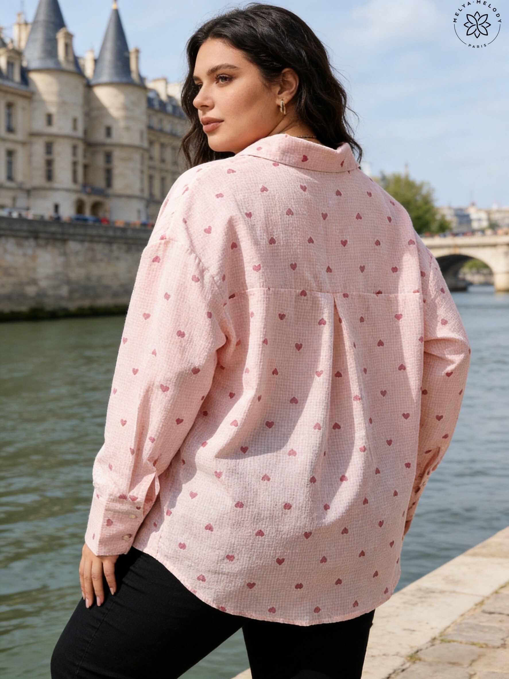 Chemise Vichy Imprimée Cœur En Grande Taille - Image 3