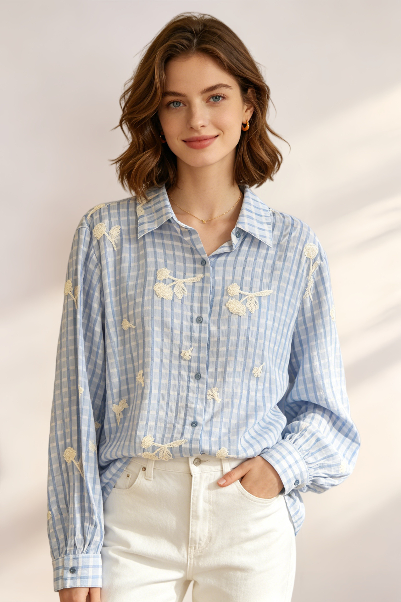 Chemise Vichy en broderie - Image 1