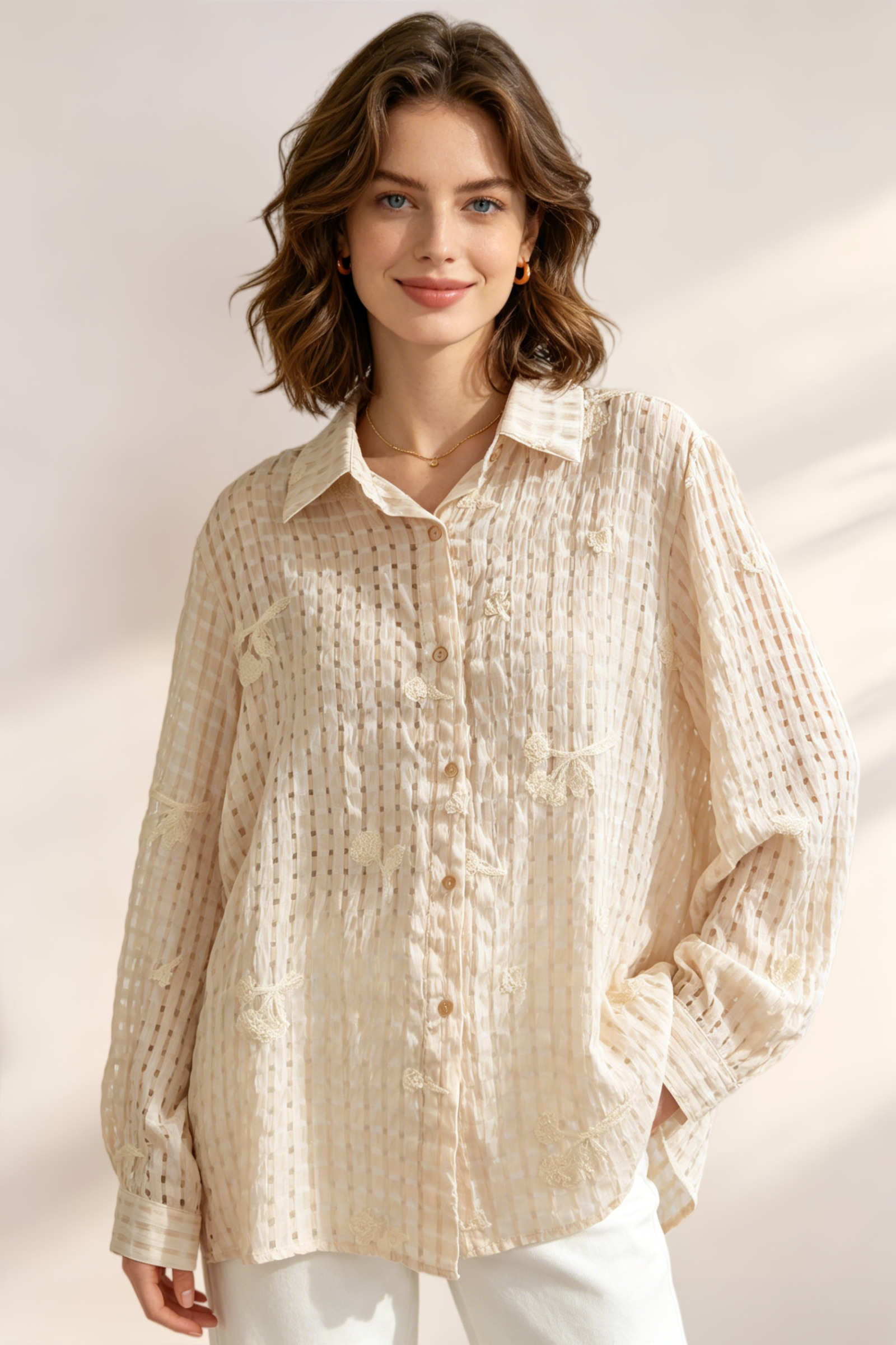 Camicia Vichy ricamata - Image 2