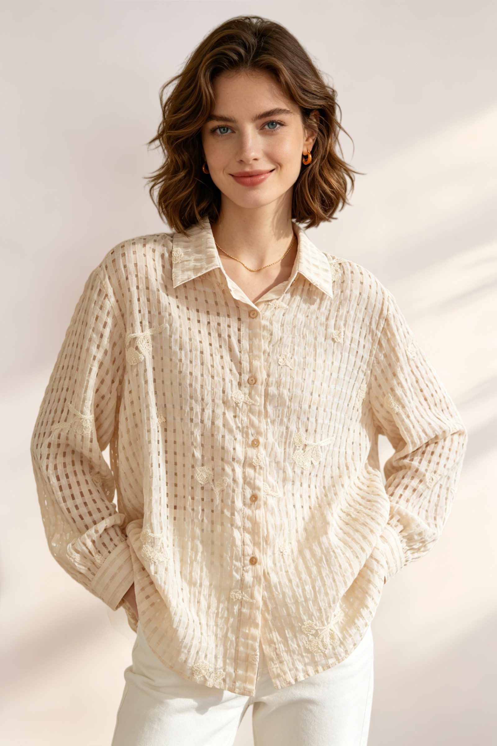 Camicia Vichy ricamata - Image 5