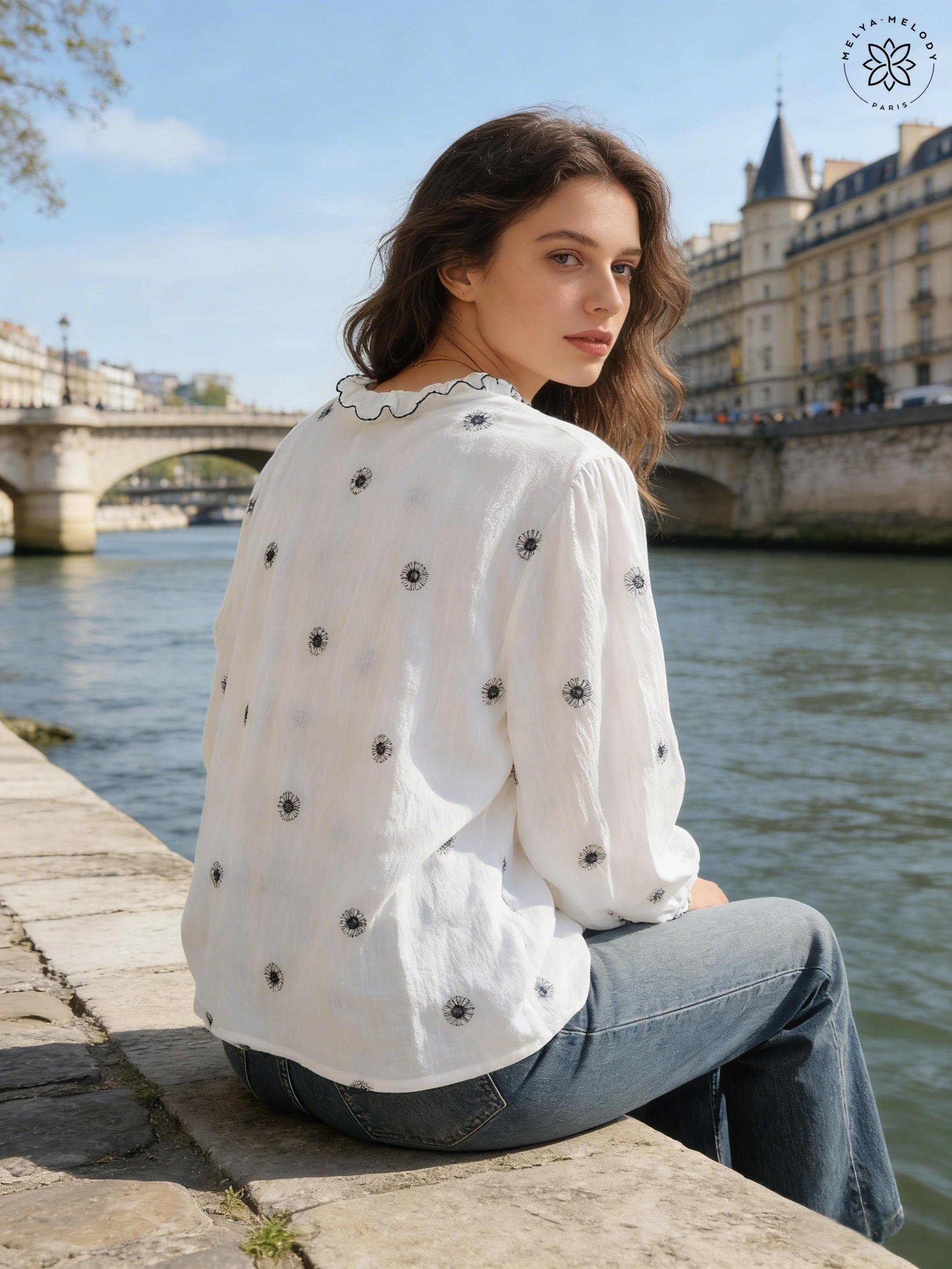 Bestickte Bluse mit Laternenärmeln - Image 5